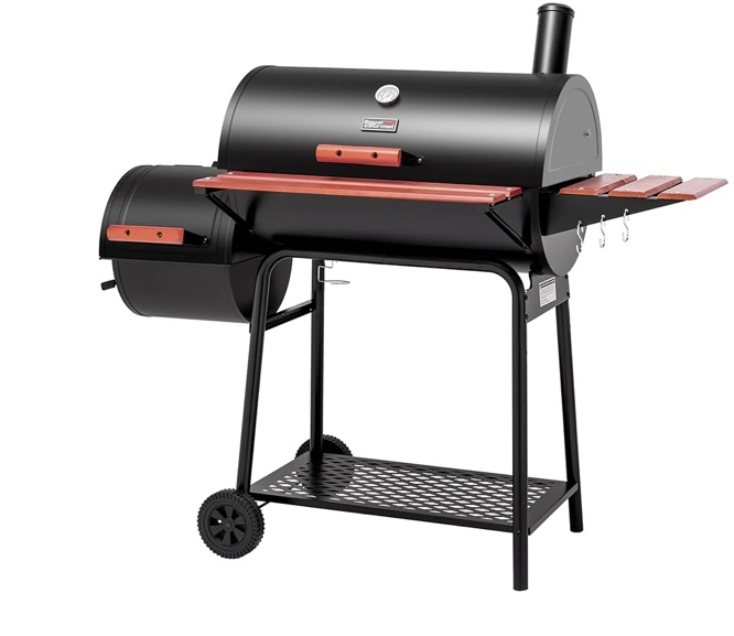 Royal Gourmet CC1830W 30 Barrel Charcoal Grill with Side Table, 627 Square Inches, Outdoor Backyard, Patio and Parties, Black