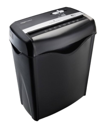 Amazon Basics 6 Sheet Cross Cut Paper and Credit Card Home Office Shredder with 3.8 Gallon Bin, Black