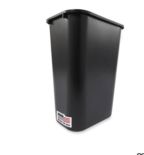 Rubbermaid Commercial Wastebasket Trash Container, 41QT/10.25 GAL, Plastic, Black, Stackable Trash Can for Bedroom/Bathroom/Office, Fits Under Desk/Sink/Cabinet