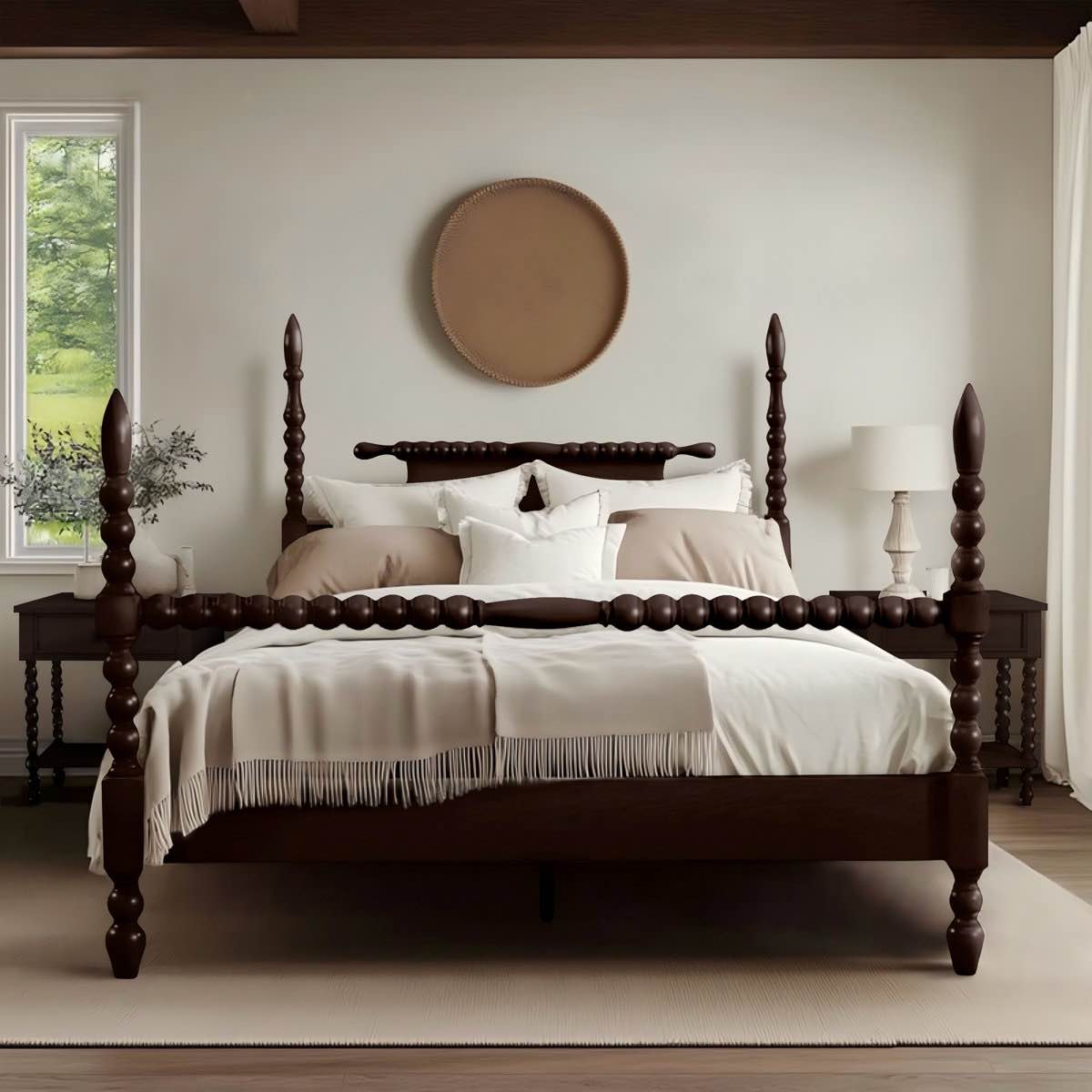 Beckett Solid Wood Low-Profile Bed Frame with Spindle Design