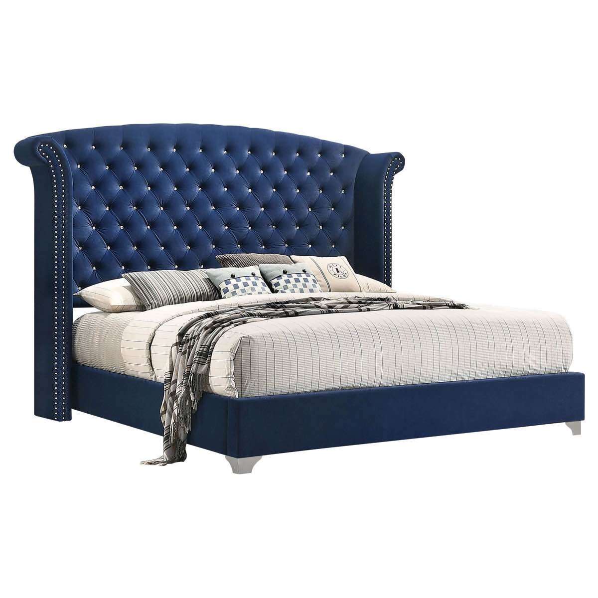 Orton Upholstered Eastern King Wingback Bed Pacific Blue (headboard only)