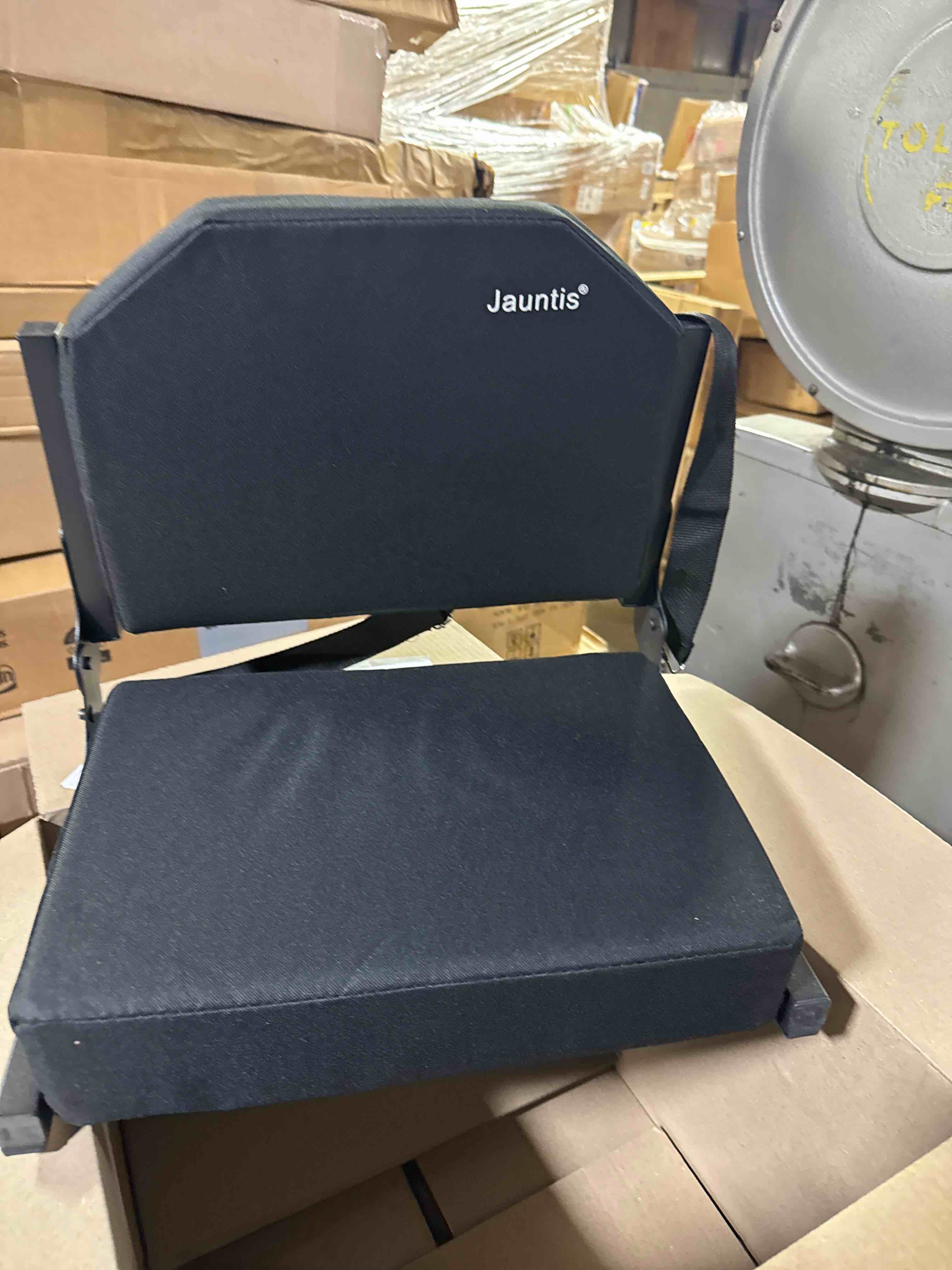 Condition photo showing New/Like New for Stadium Seats for Bleachers, Bleacher Seats with Ultra Padded Comfy Foam Backs and Cushion, Wide Portable Stadium Chairs with Back Support and Shoulder Strap Regular - 16.9"W x 13.2"D x 15.4"H Black 1