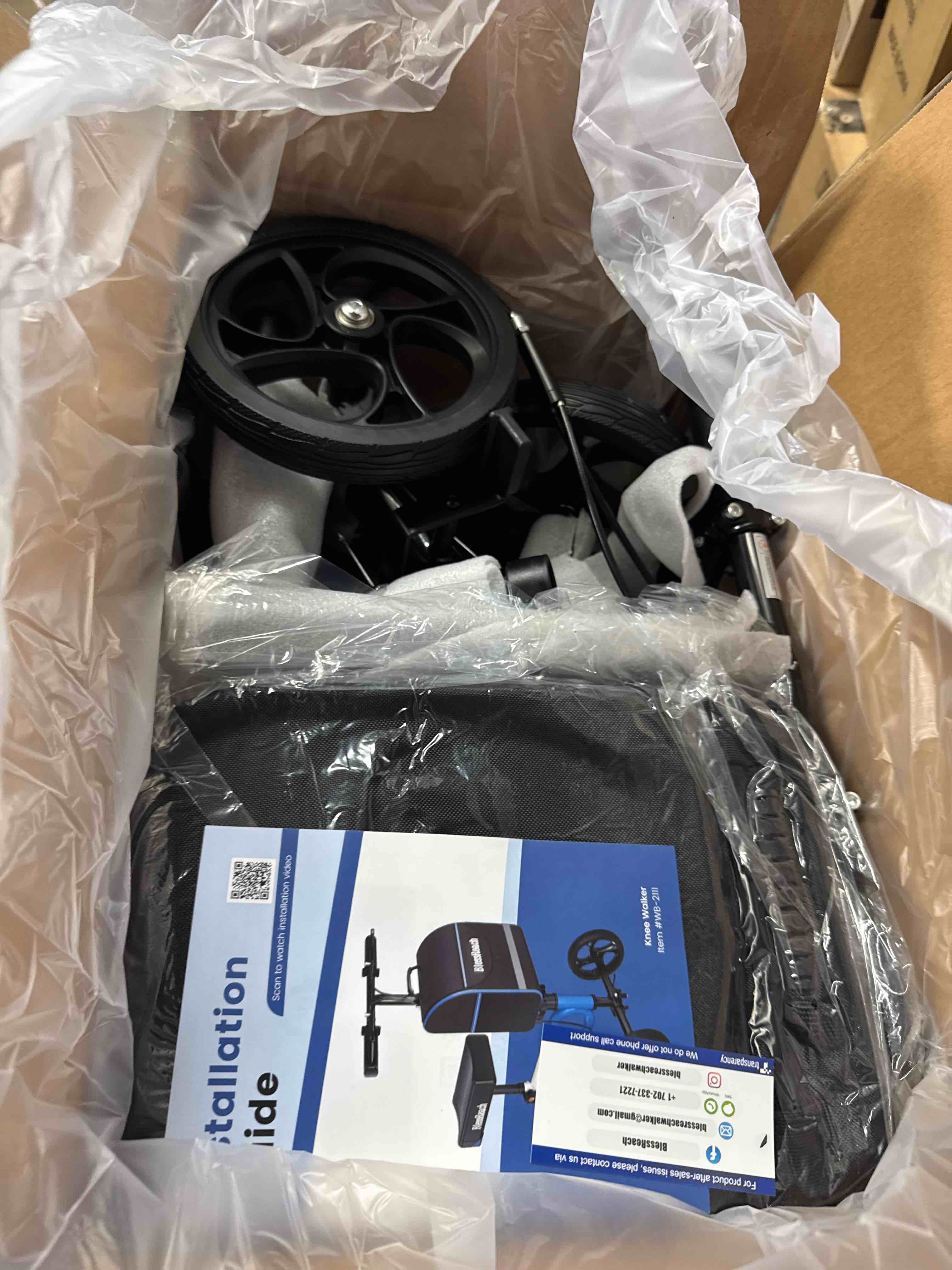 Condition photo showing New/Like New for Economy Knee Scooter Steerable Knee Walker for Foot Injuries Compact Crutch Alternative with Dual Braking System (Black)