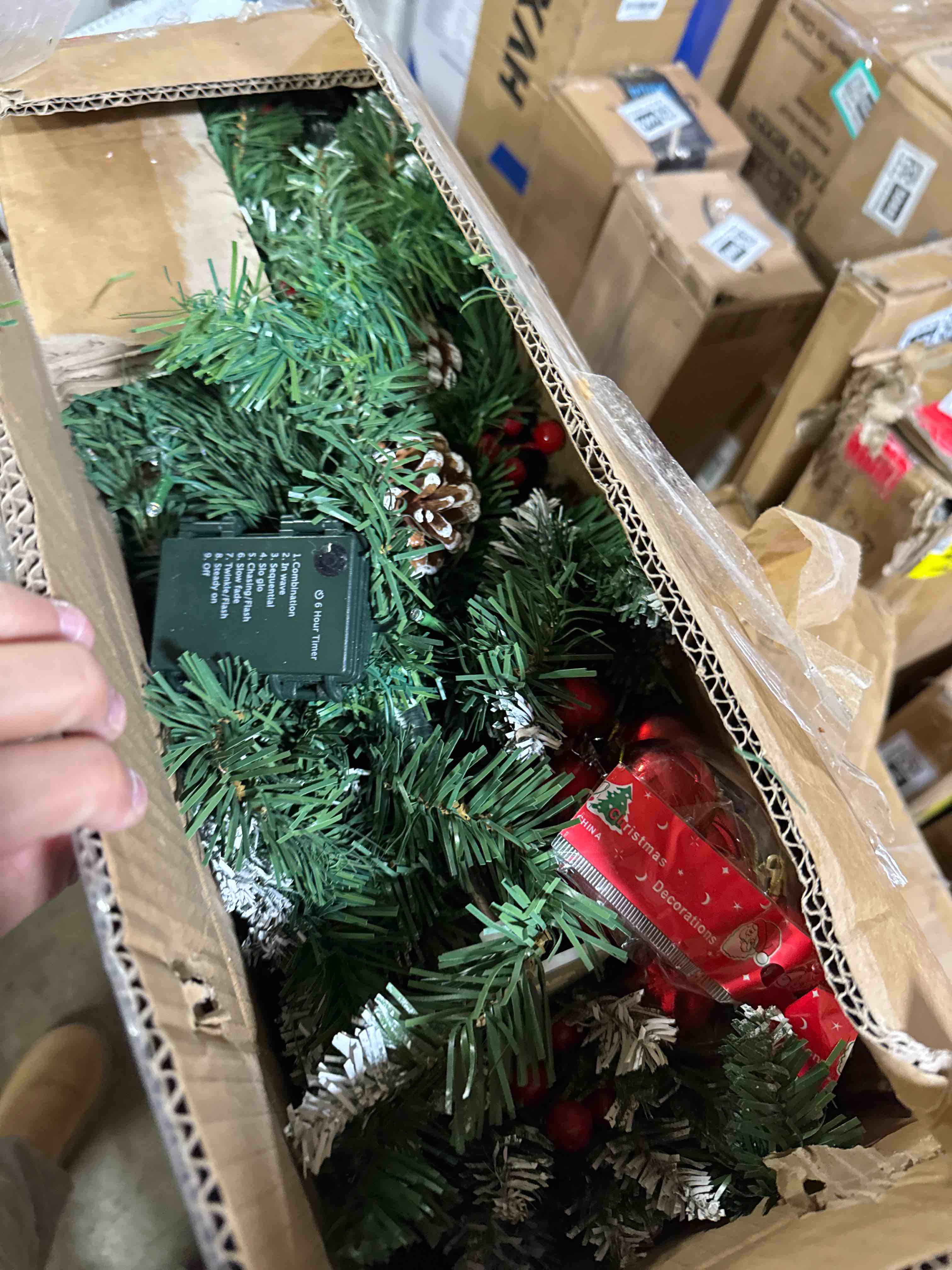 Condition photo showing New/Like New for 2 Pack Outdoor Christmas Tree Decorations, 30 Inch/2.5 ft Small with Pine Cones and Gold & Red Balls 30 LEDs, Decorated Green Xmas Tree for Outside Holiday Display Yard Front Porch Pathway Decor