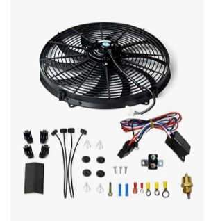 blackhorse-racing 16" 16 inch electric radiator fan high 3000 + cfm thermostat wiring switch relay kit black