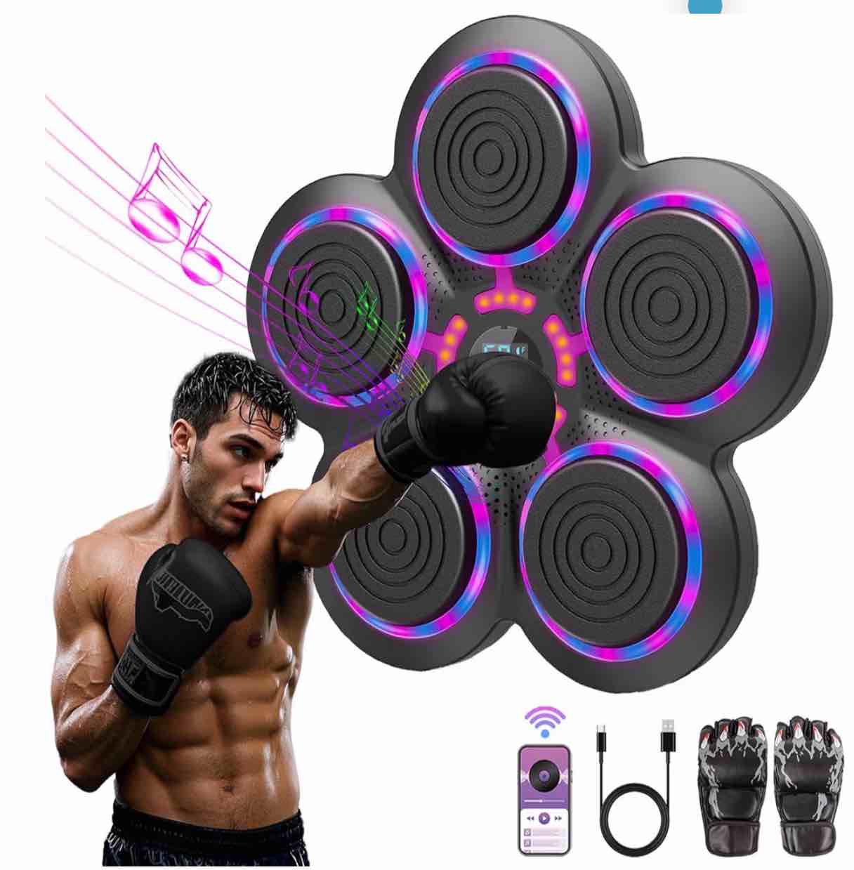 2025 music boxing machine with boxing gloves, smart bluetooth boxing trainer, boxing wall mount machine for adults kids, electronic boxing target fitness for home office gym