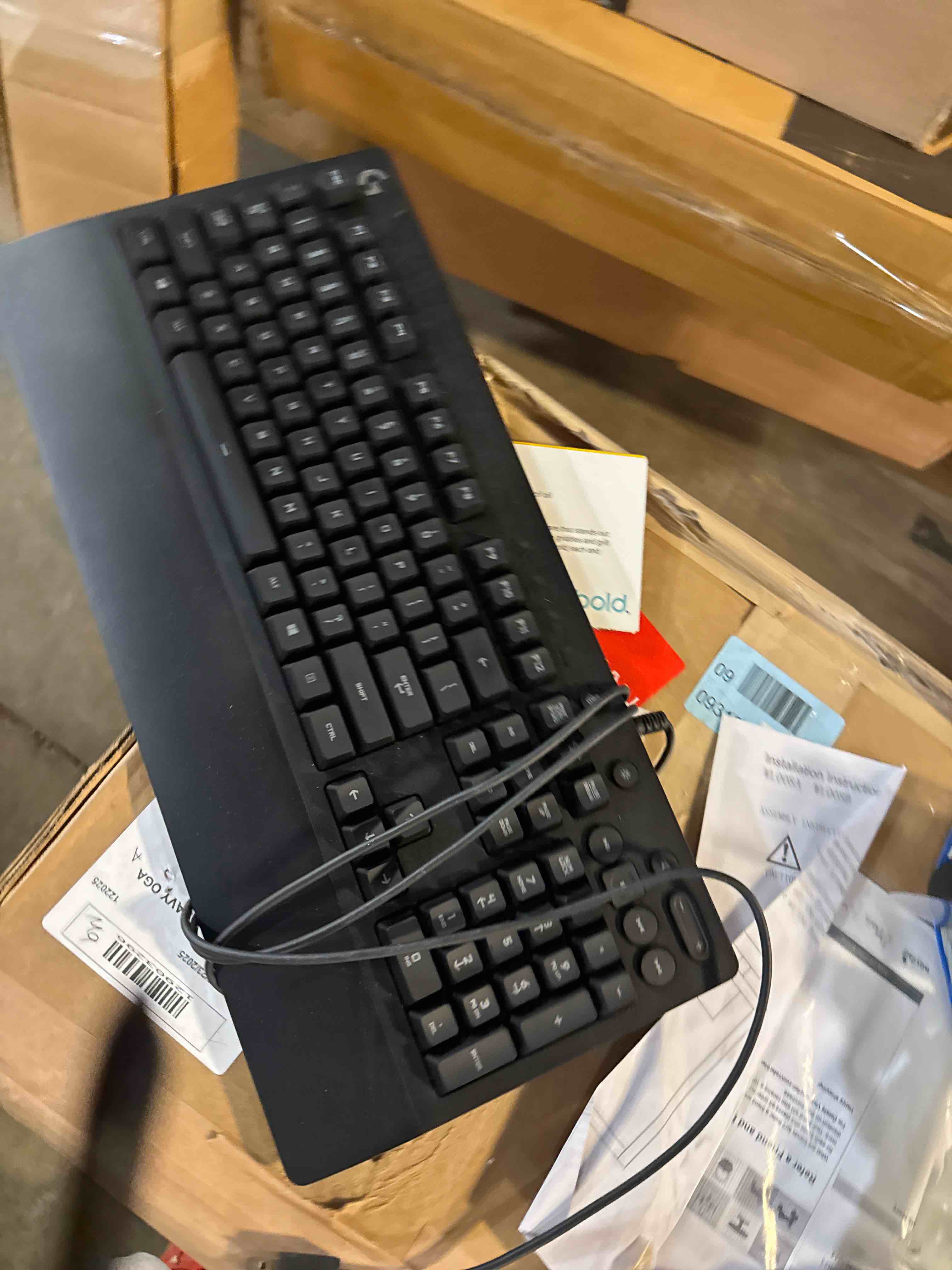 Condition photo showing Good Condition for Logitech G213 Prodigy Gaming Keyboard - Wired RGB Backlit Keyboard with Mech-Dome Keys, Palm Rest, Adjustable Feet, Media Controls, USB, Compatible with Windows – Black