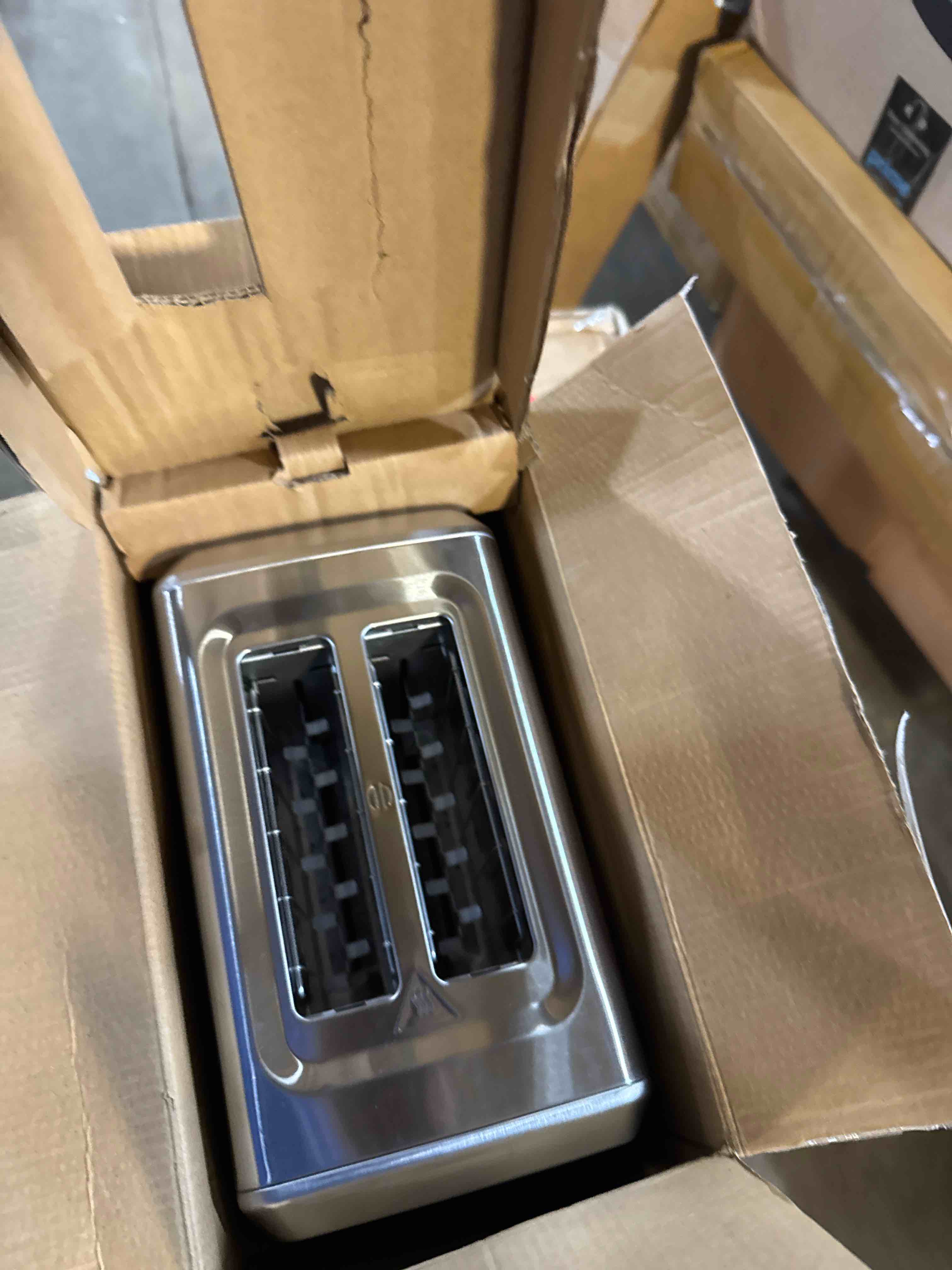 Condition photo showing New/Like New for Hamilton Beach Modern 2 Slice Stainless Steel Toaster with Extra - Wide Slots 22794G: 850W, Metal, Hand Wash, Silver