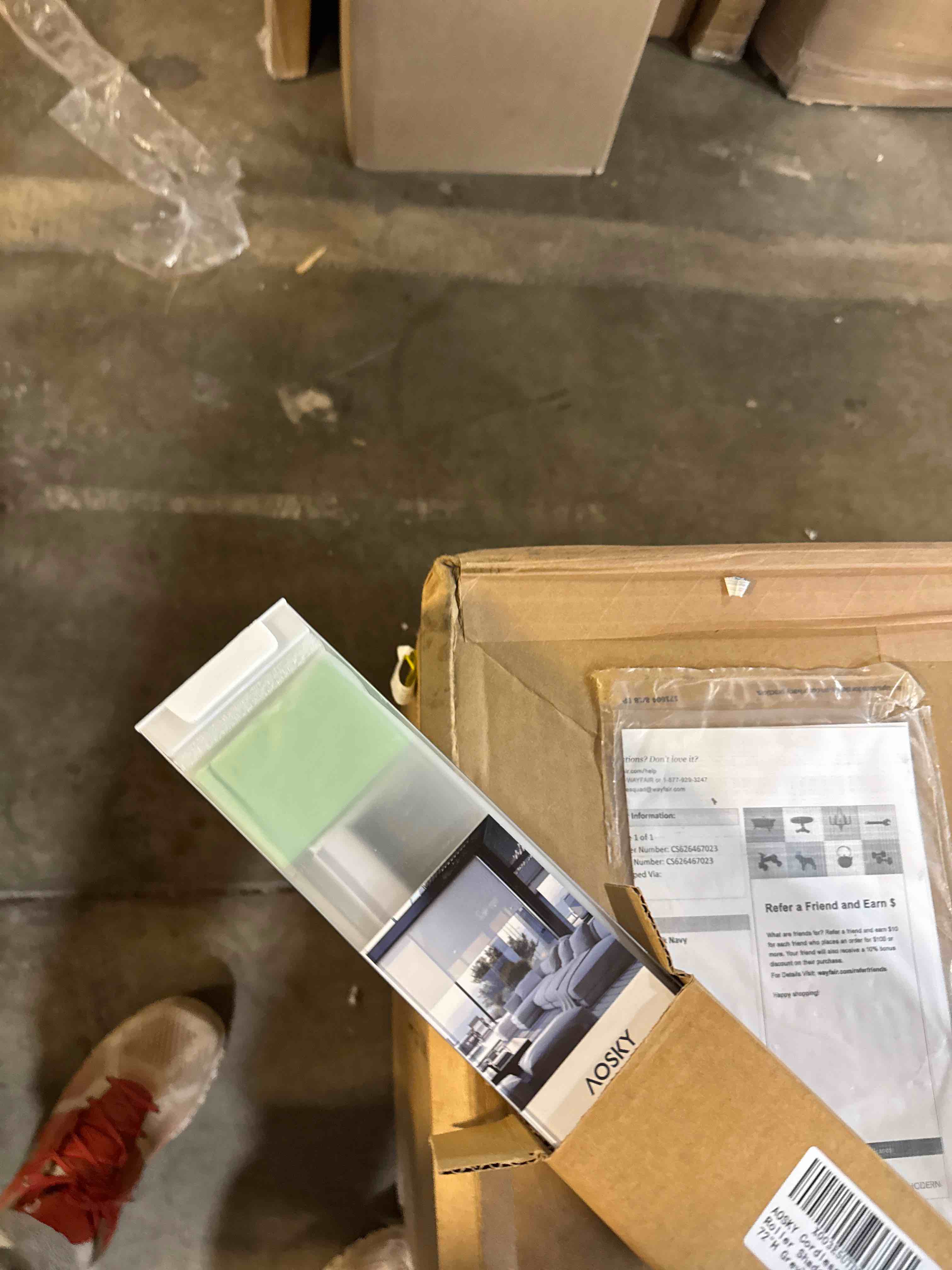 Condition photo showing New/Like New for AOSKY Cordless Roller Shades Blackout Blinds for Windows Room Darkening Rolled Up Shades with Spring System, UV Protection Window Shades Door Blinds for Home and Office (23" W x 72" H, Grey) 23"W x 72"H Grey