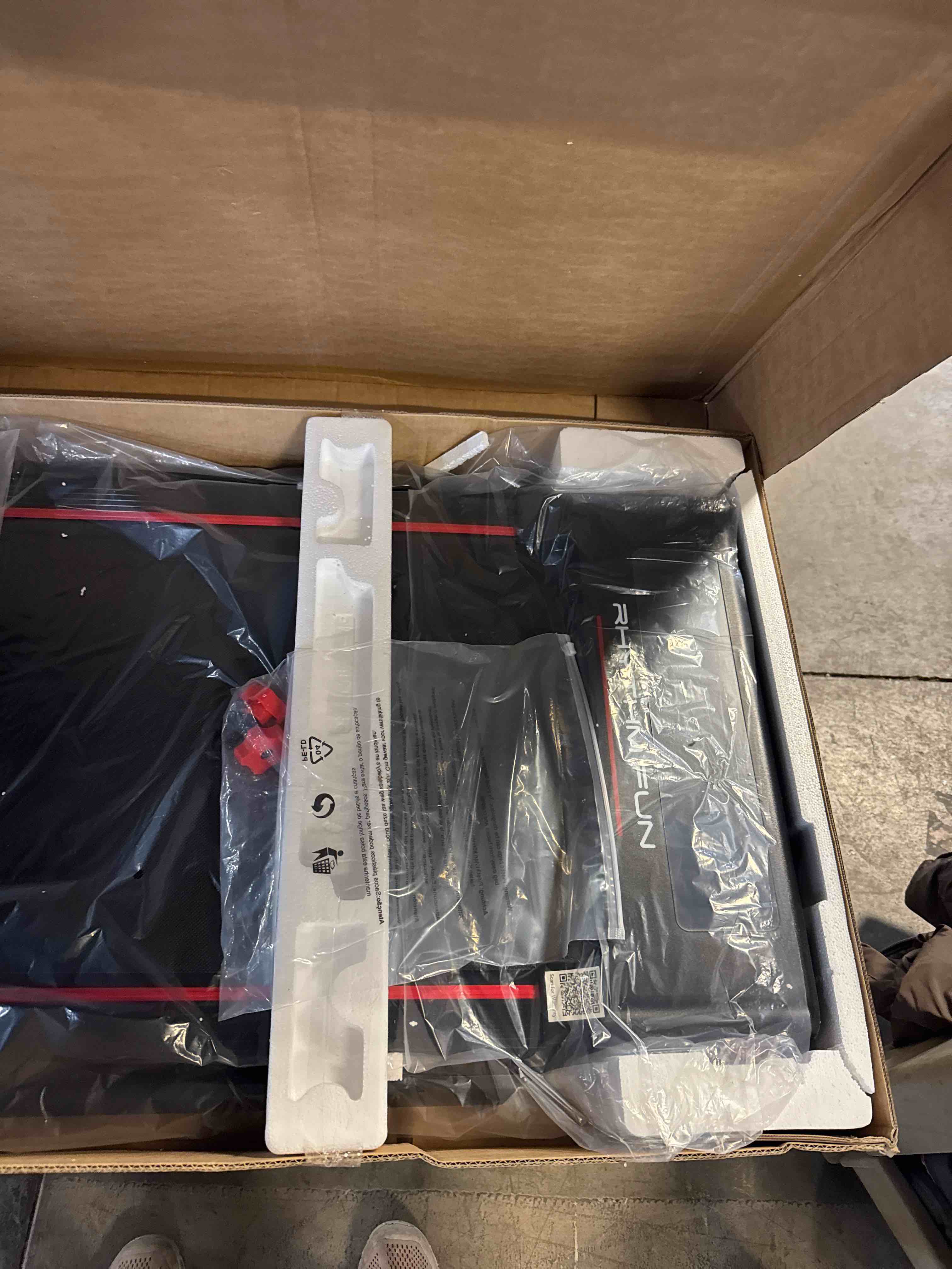 Condition photo showing New/Like New for RHYTHM FUN Treadmill with Incline, Walking Pad with Handle Bar,300lbs Walking Pad with APP, Portable Folding Walking Treadmills for Home/Office with Low Noise