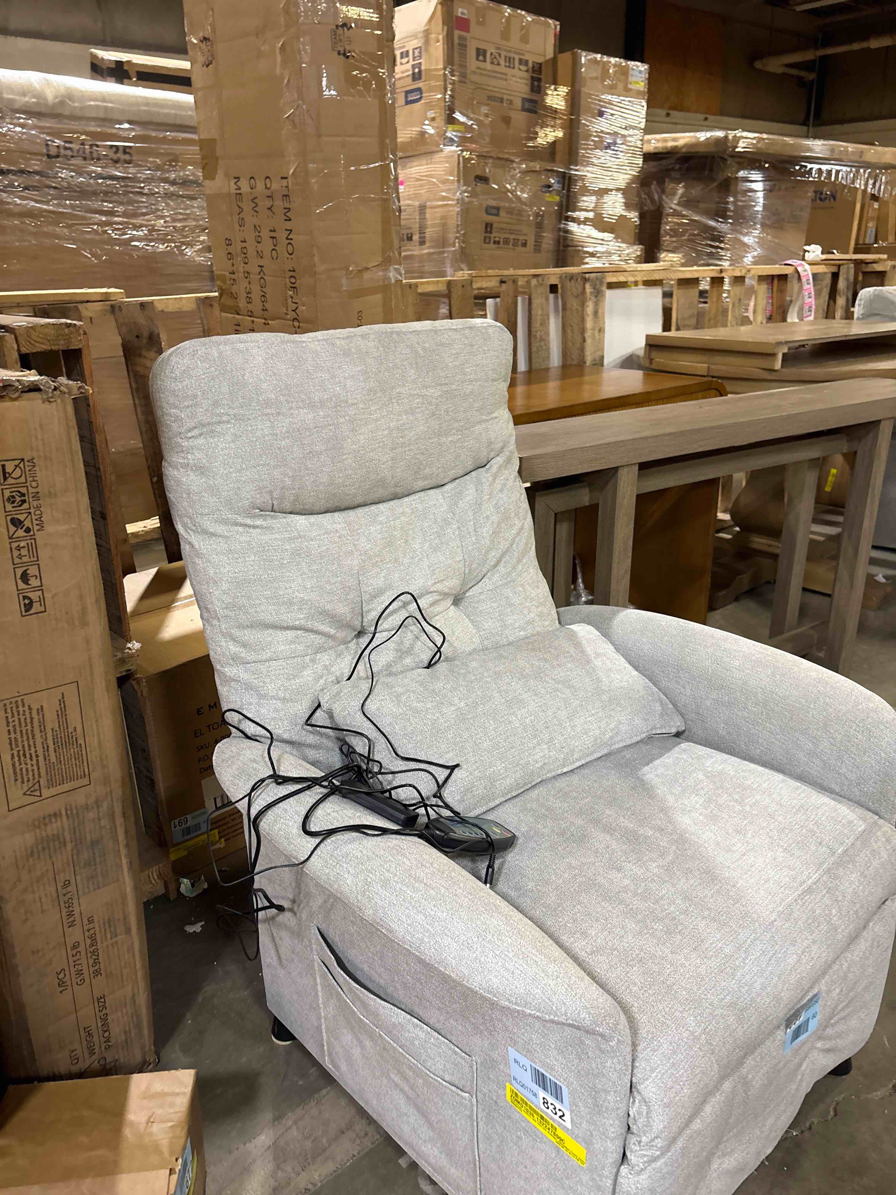 Condition photo showing As Is for 34"W-Band Cushioned Heated Massage Electric Recliner By Winston Porter