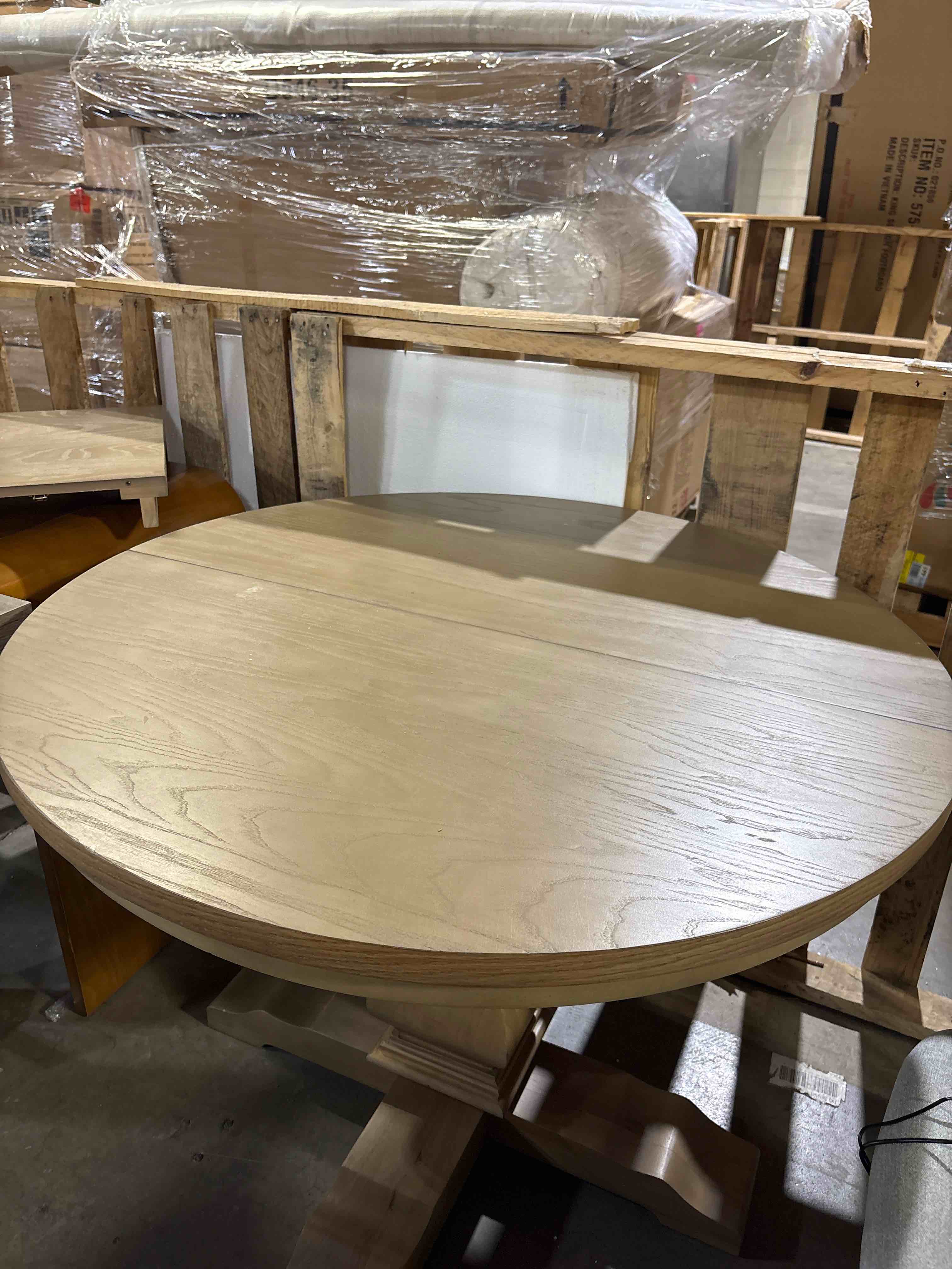 Condition photo showing As Is for Oval Extendable Dining Table With Spacious Surface And Versatile Design, Perfect For Entertaining And Family Gatherings. By Latitude Run®