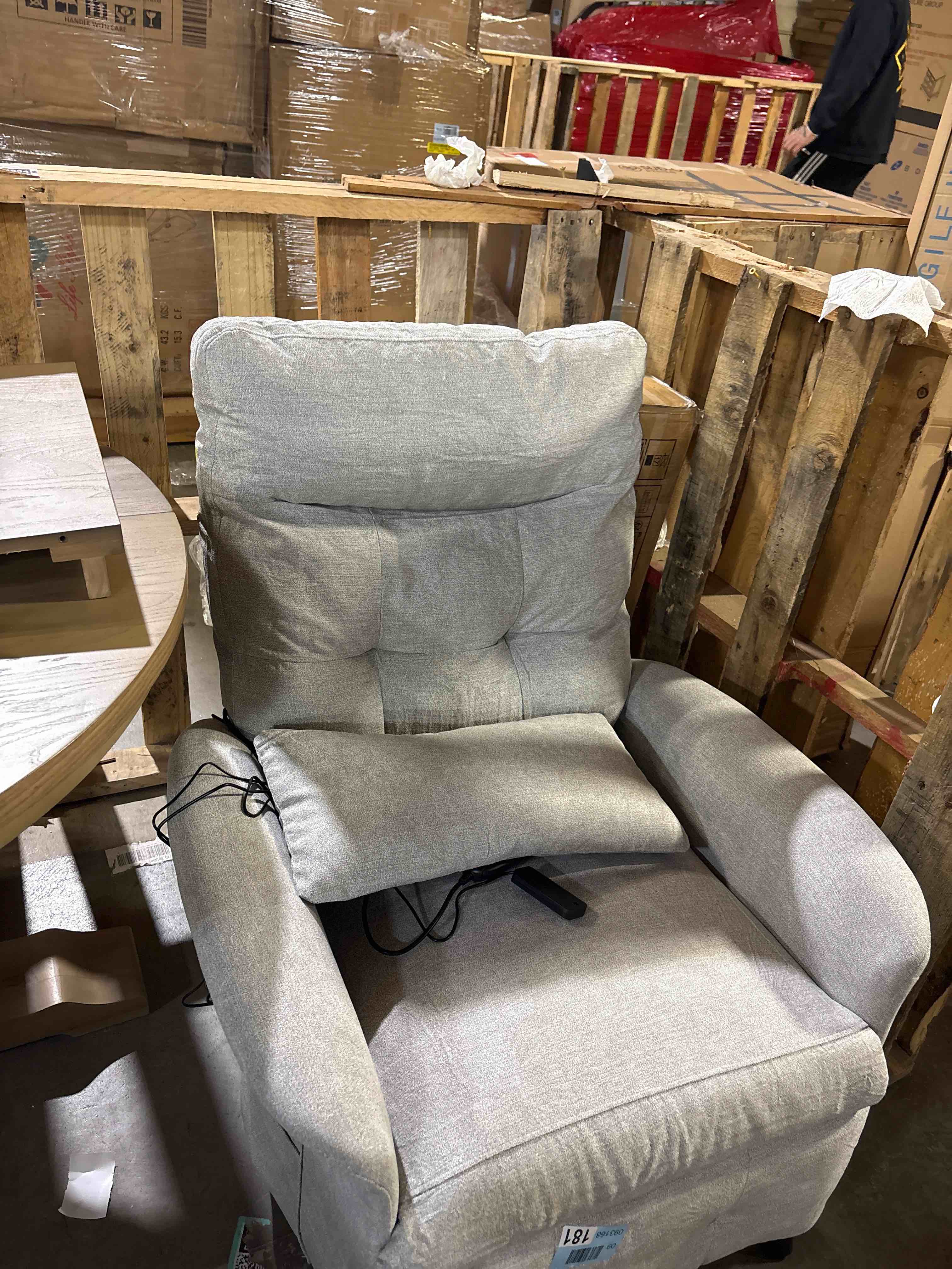 Condition photo showing As Is for 34"W-Band Cushioned Heated Massage Electric Recliner By Winston Porter