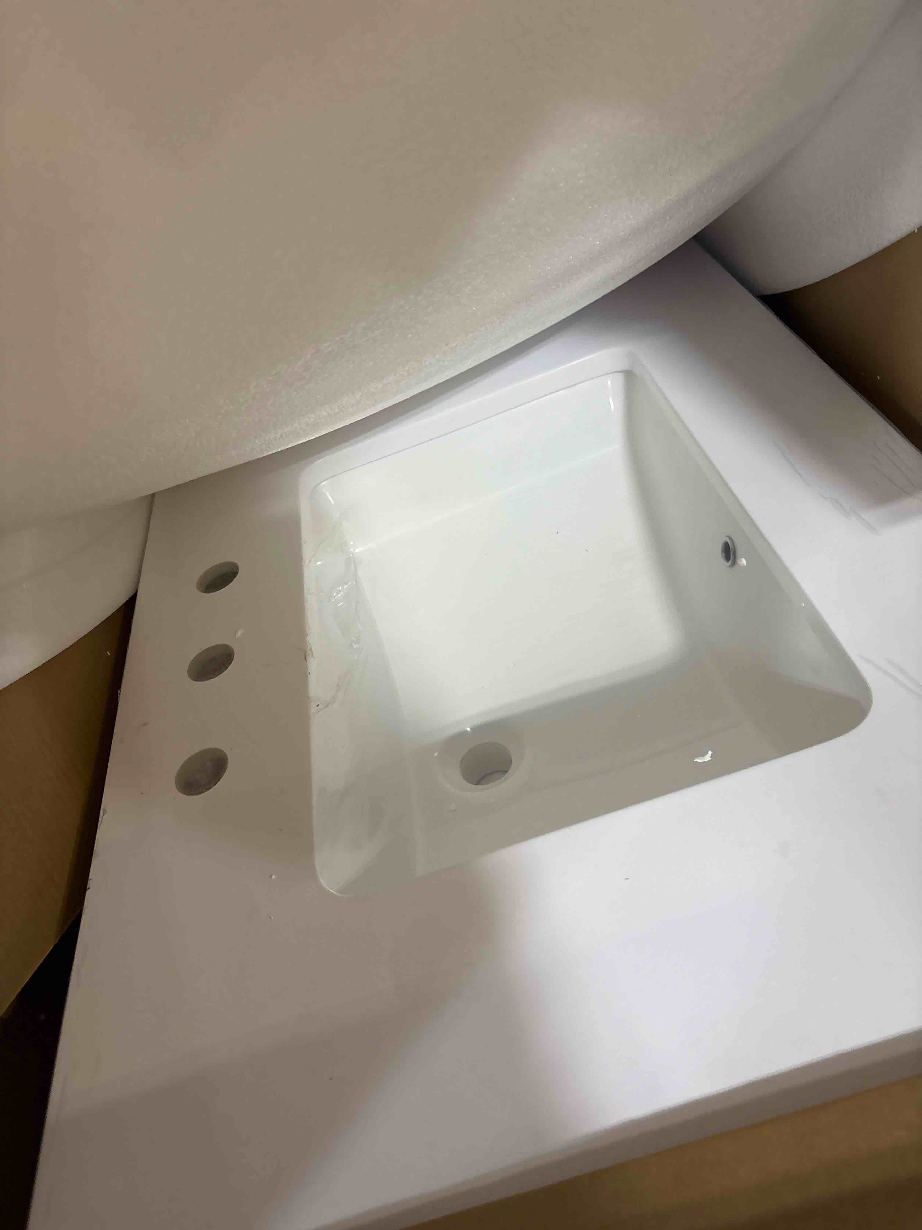 Condition photo showing New/Like New for Grigg 37'' Single Bathroom Vanity with Cultured Marble Top By Three Posts™