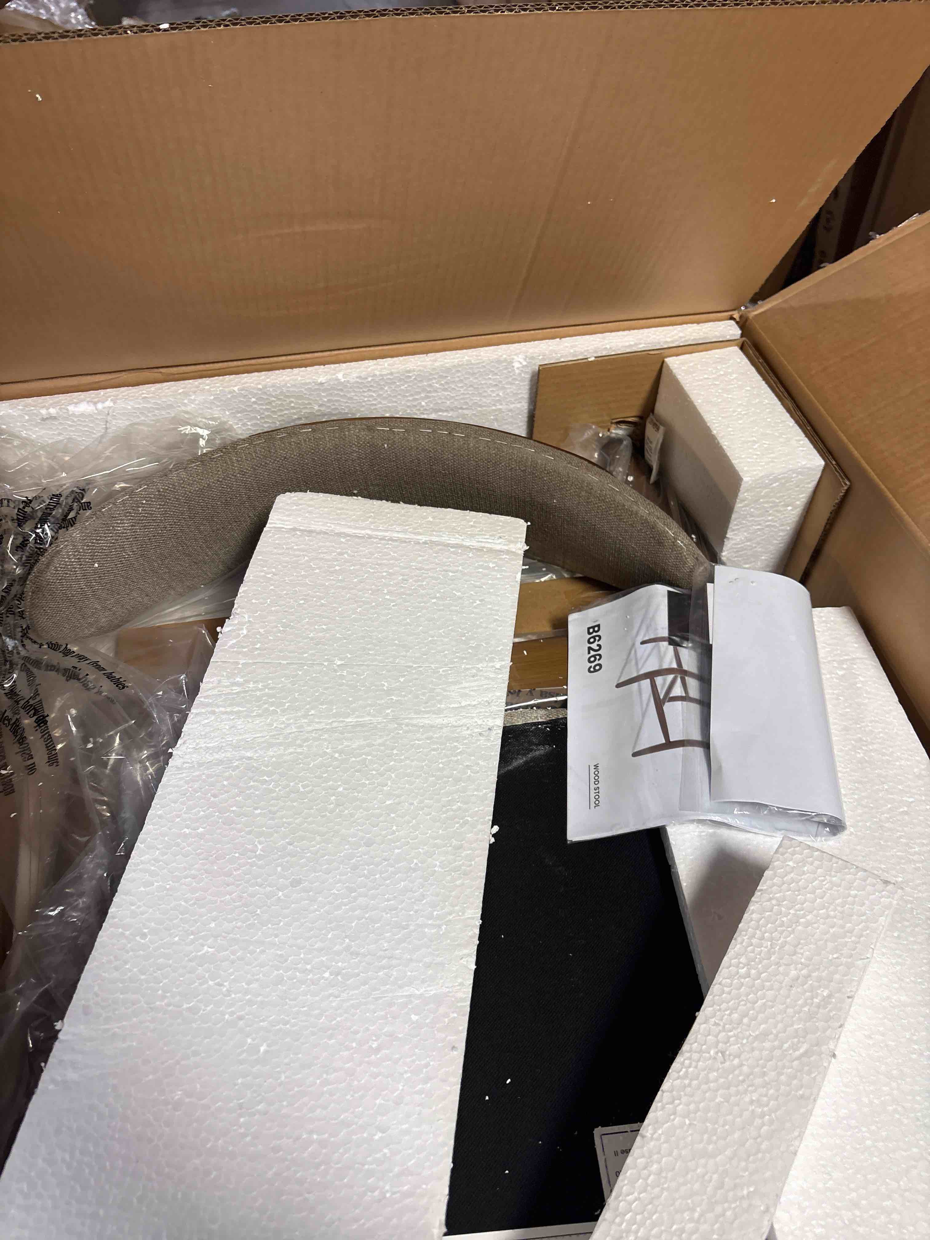 Condition photo showing New/Like New for 25'' Upholstered Counter Stool with Curved Back and Solid Wood Base By George Oliver