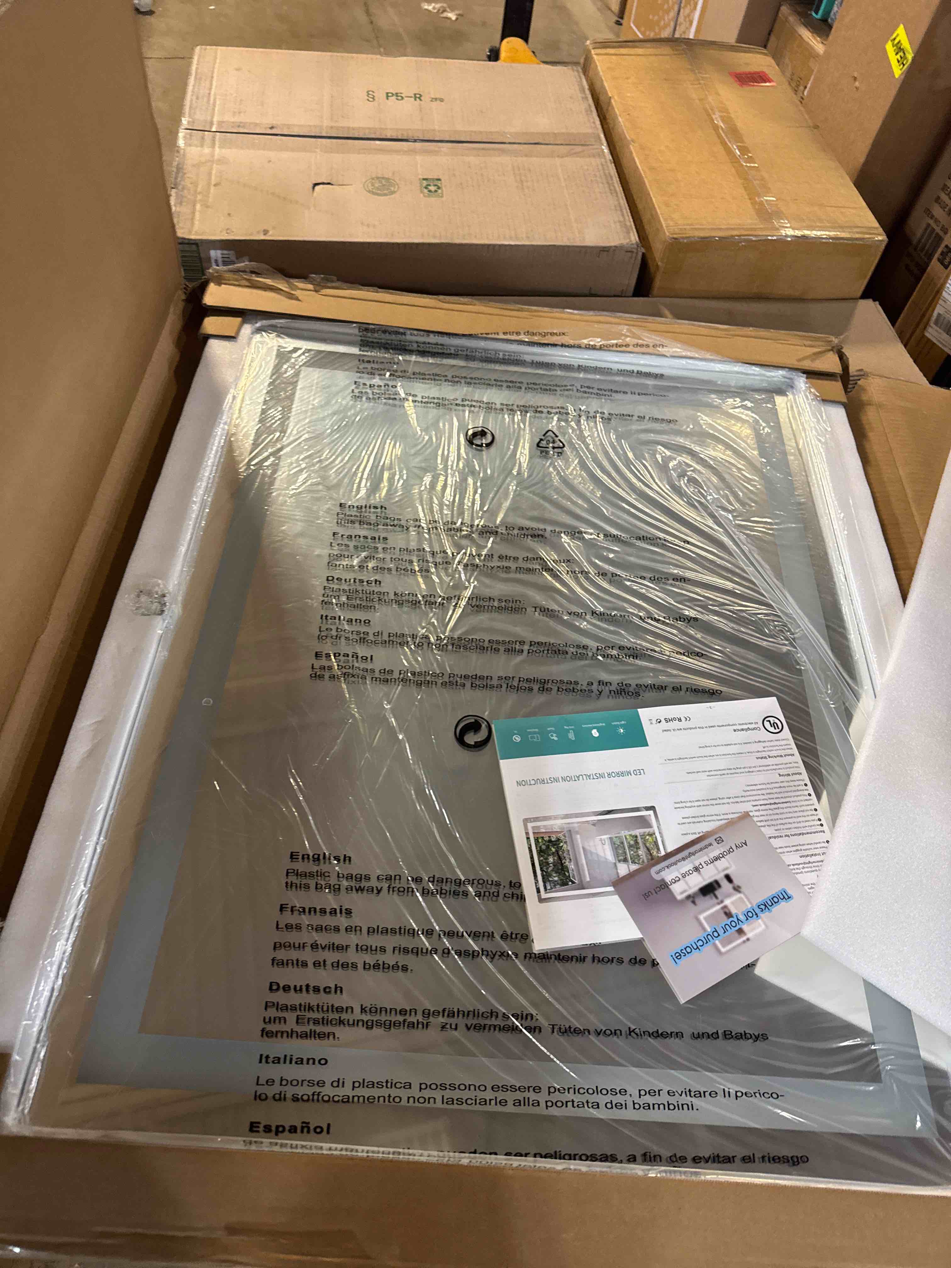 Condition photo showing New/Like New for 36x28 inch LED Lighted Bathroom Mirror with Anti-Fog, Wall Mounted Vanity Mirror with Smart Touch Button, Memory Function, Adjustable Warm White/Natural/Daylight Lights(Horizontal/Vertical) 28"L x 36"W