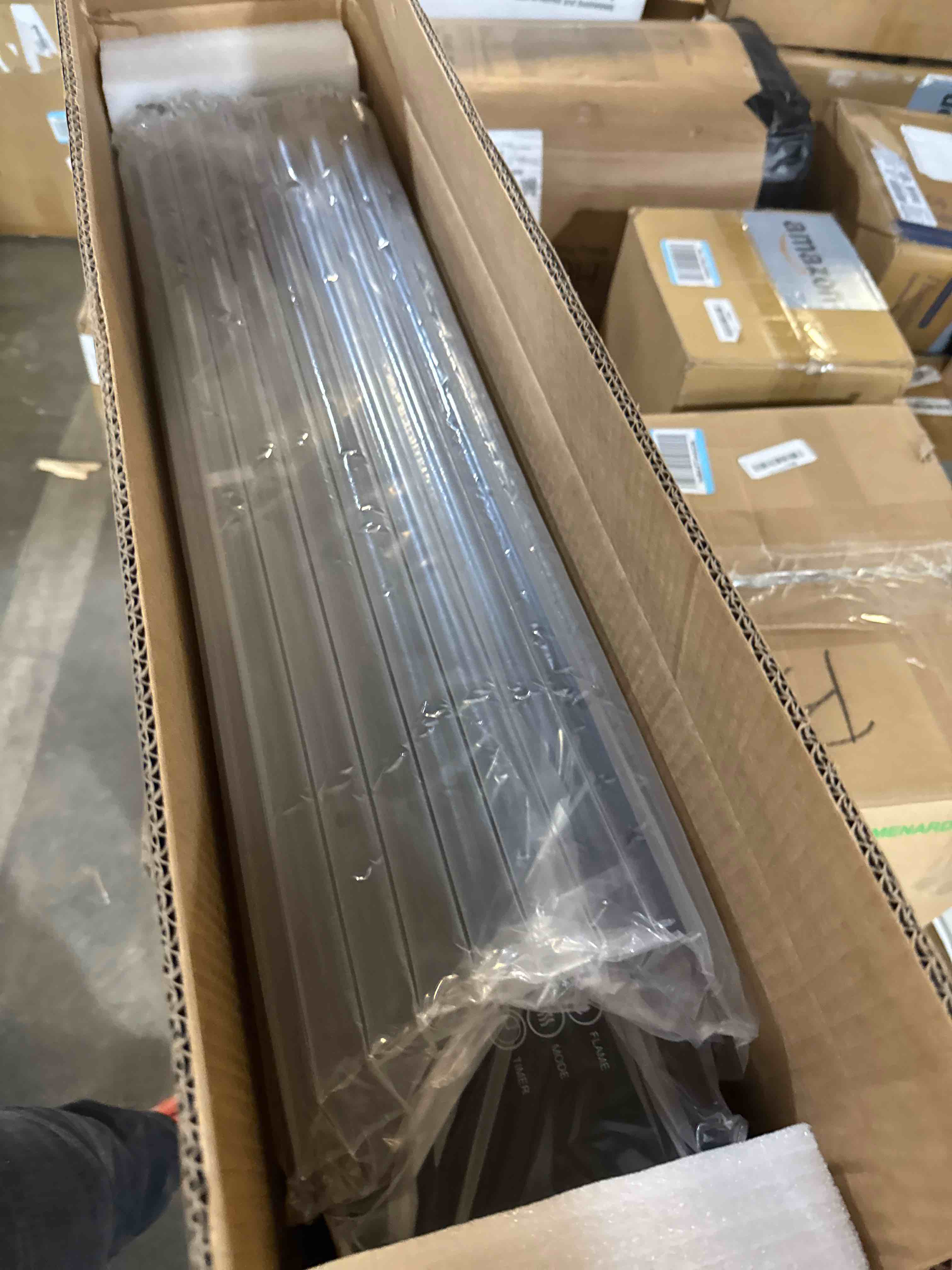 Condition photo showing New/Like New for Baseboard Heater with Flame - 1000W Electric Fireplace Heater with Realistic 3D Flame Effect, Adjustable Thermostat Space Heater for Large Room, Office, Bedroom, Tip-Over & Overheat Protection