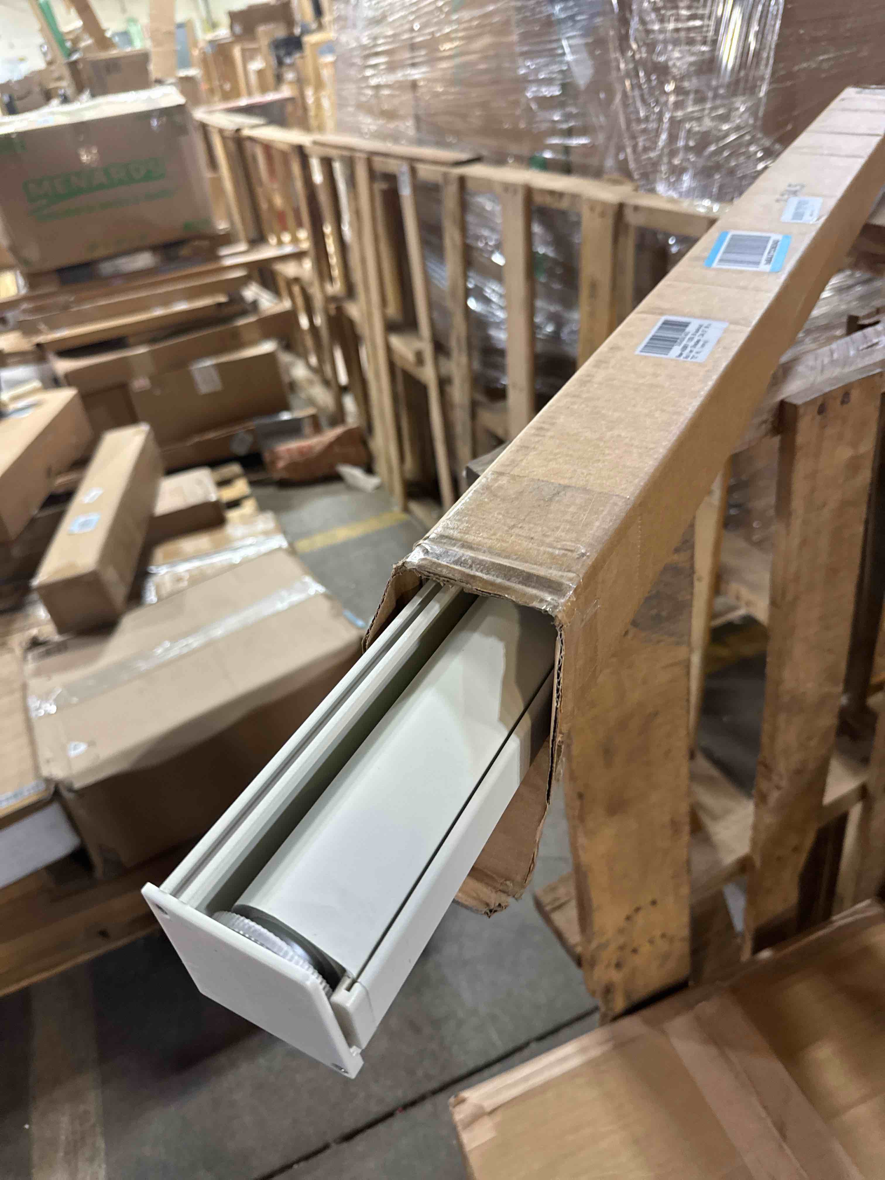 Condition photo showing Good Condition for AOSKY Blackout Roller Shades Cordless Blinds for Windows, Free-Stop Shades with Valance, Thermal Insulated Fabric, UV Protection, Natural Woven Blinds for Home and Office (34.5" W x 72" H, Ivory)