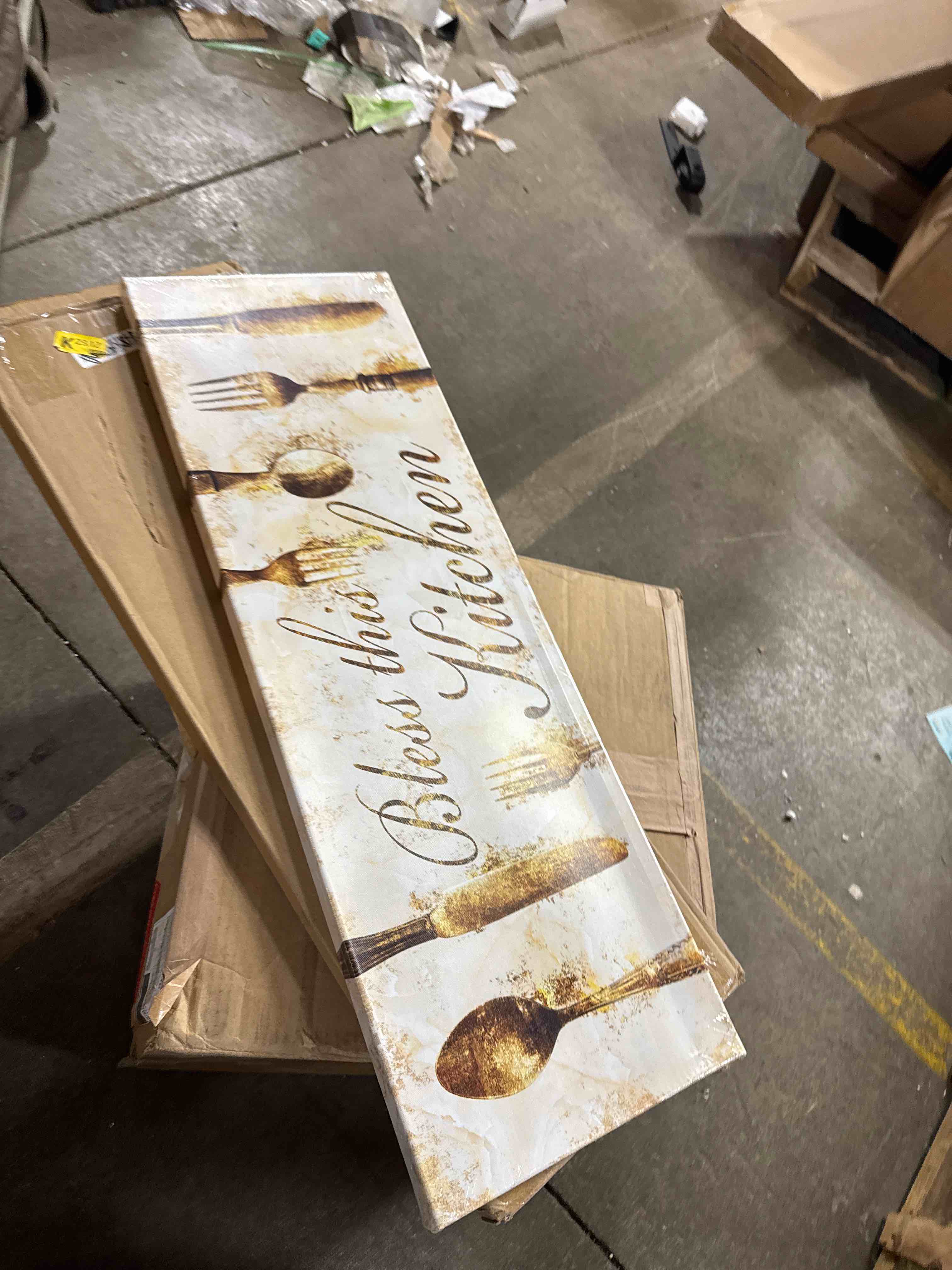 Condition photo showing New/Like New for Iknow Foto Bless This Kitchen Sign ready to Hang 