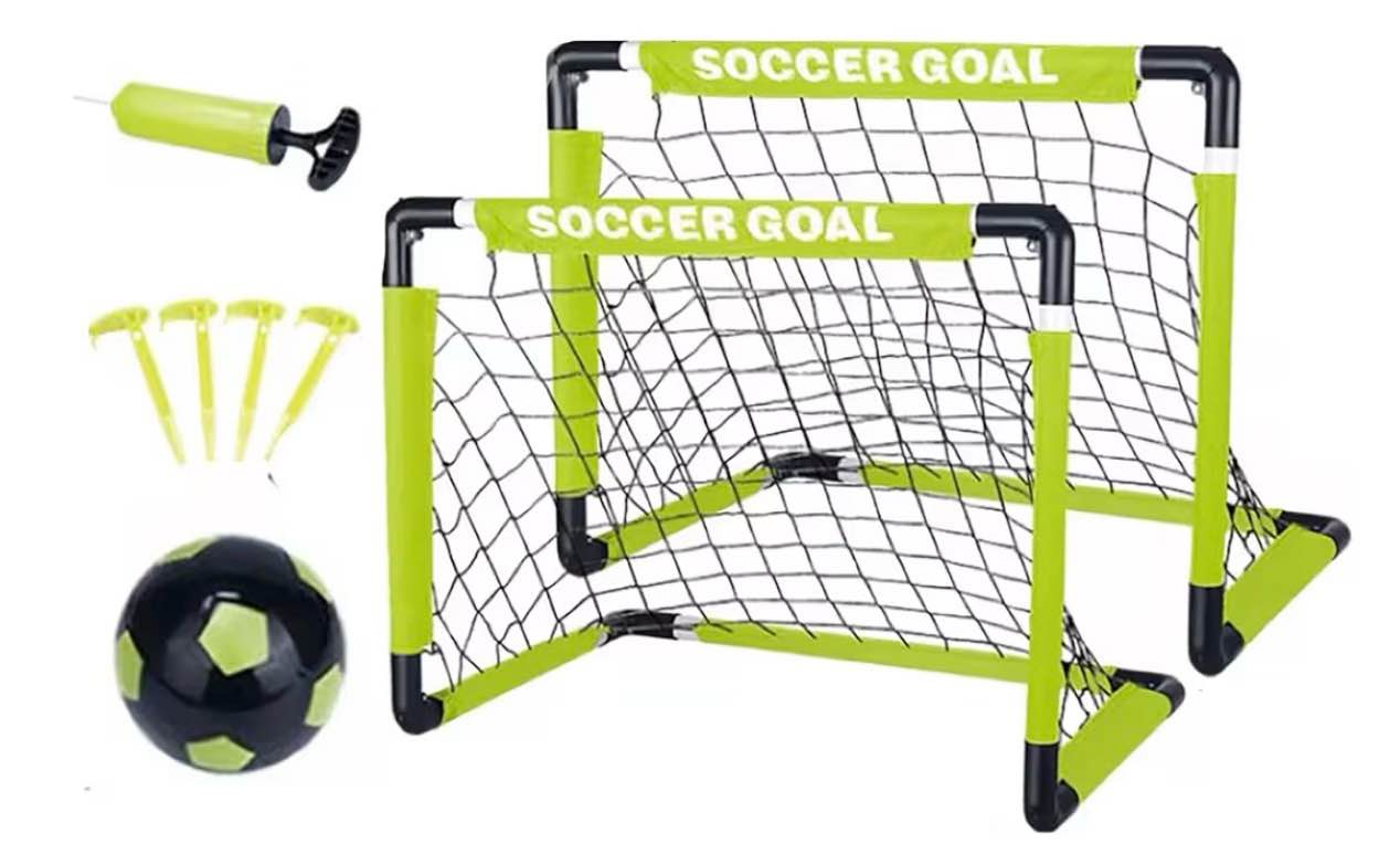 Kids Soccer Goals Set for Indoor & Outdoor Play – Includes Foldable Goal, Ball, Pump & 4 Stakes