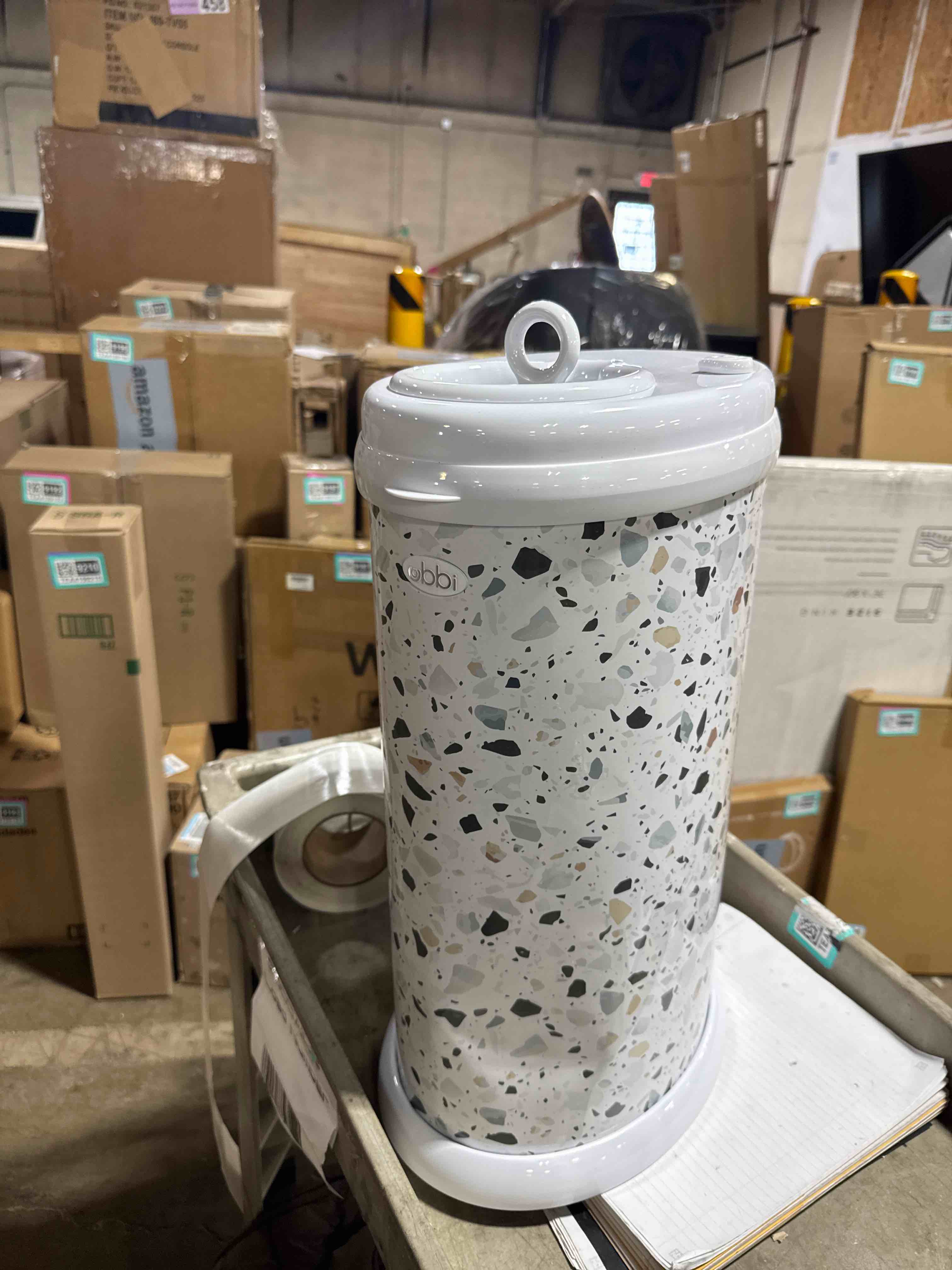 Condition photo showing Good Condition for Ubbi Stainless Steel Diaper Pail, Odor Locking, No Special Bag Required, Award-Winning, Registry Must-Have, Terrazzo