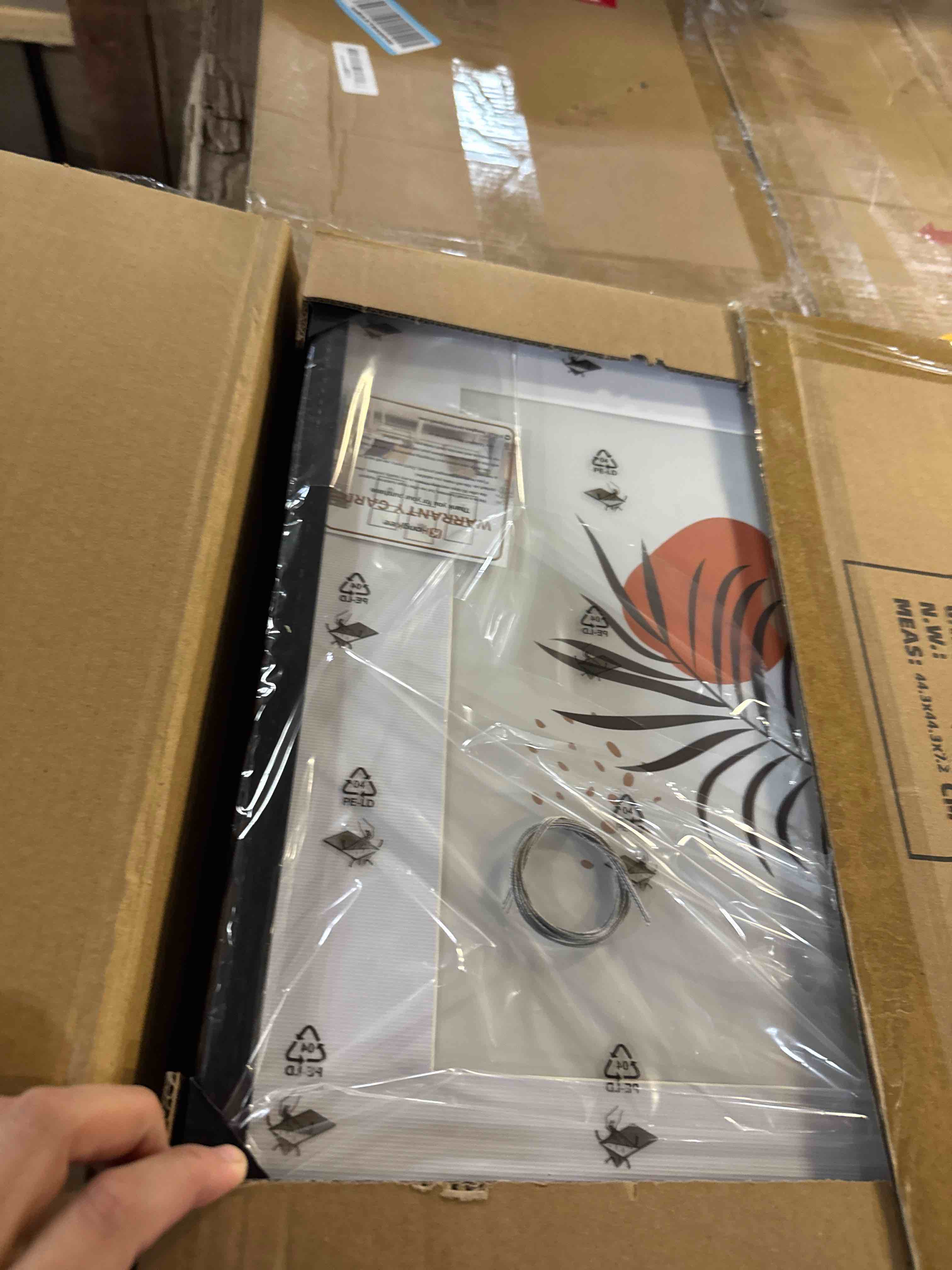 Condition photo showing New/Like New for 16x16 Square Frame Set of 3 - Display 12x12 Photo with Mat or 16 x 16 Poster without Mat, Wall Mounting Horizontal and Vertical, Black Black 16x16 in