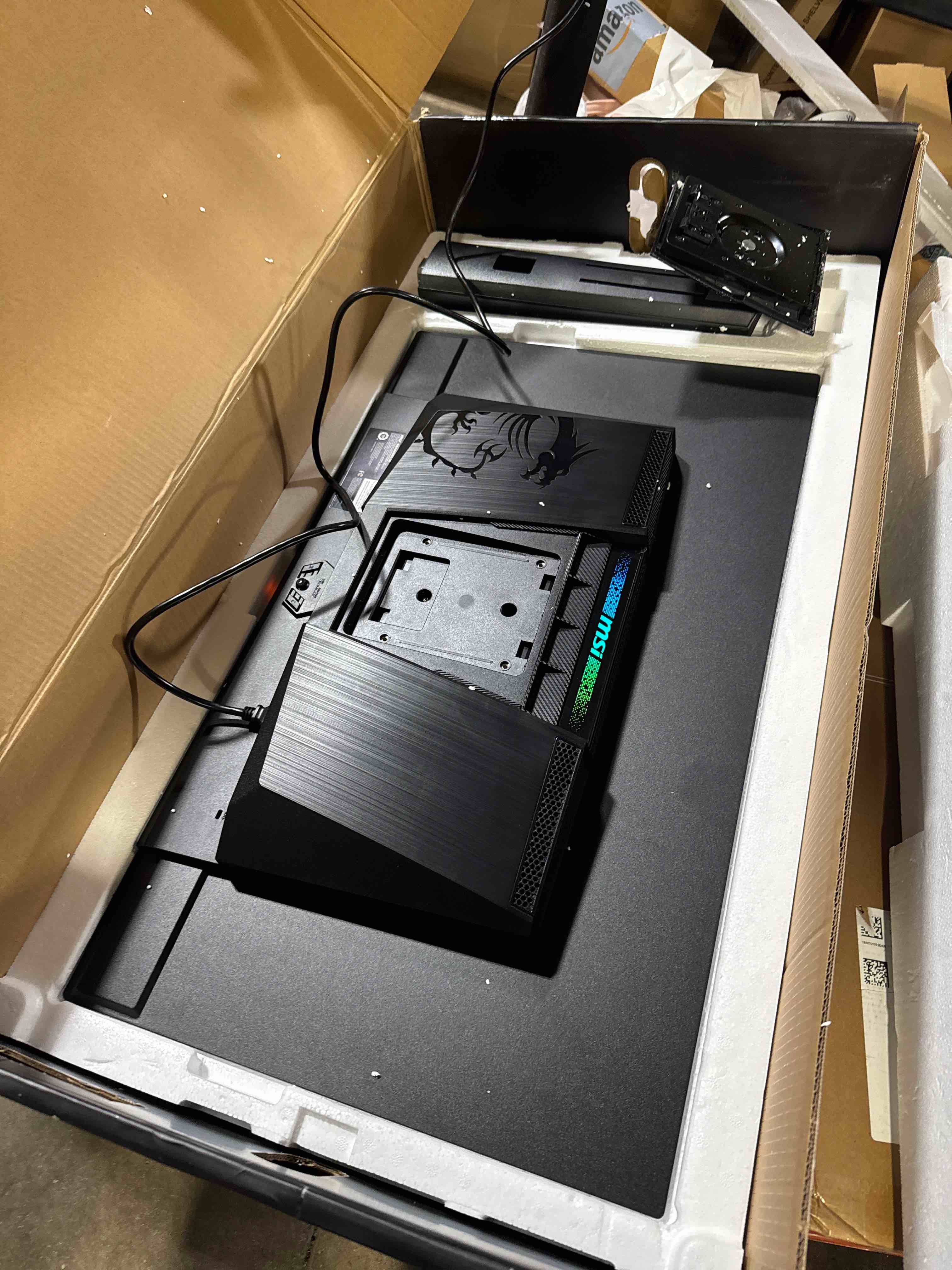 Condition photo showing As Is for MSI MPG 321URX QD-OLED, 32" 4K UHD Quantum Dot OLED Gaming Monitor, 3840 x 2160, 0.03ms, 240Hz, True Black HDR 400, 90W USB Type C, HDMI, DP Port MPG 321URX QD-OLED 32 Inch 3840 x 2160 (4K) 240 Hz ( Doesn't turn on)