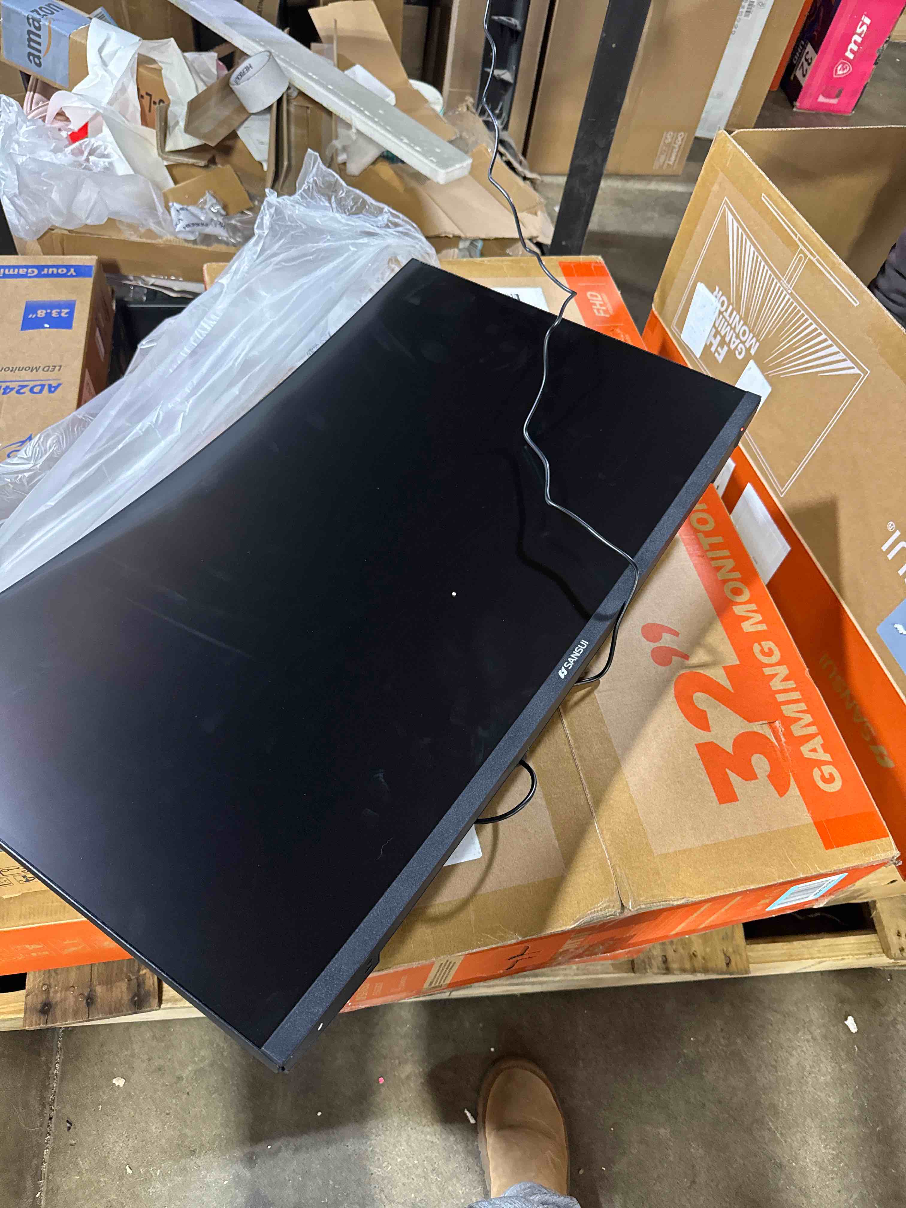 Condition photo showing As Is for SANSUI 32 Inch Curved 240Hz Gaming Monitor High Refresh Rate, FHD 1080P Gaming PC Monitor HDMI DP1.4, Curved 1500R, 1Ms MPRT, HDR,Metal Stand,VESA Compatible(DP Cable Incl.) 32 Inch 240Hz Curved Gaming FHD