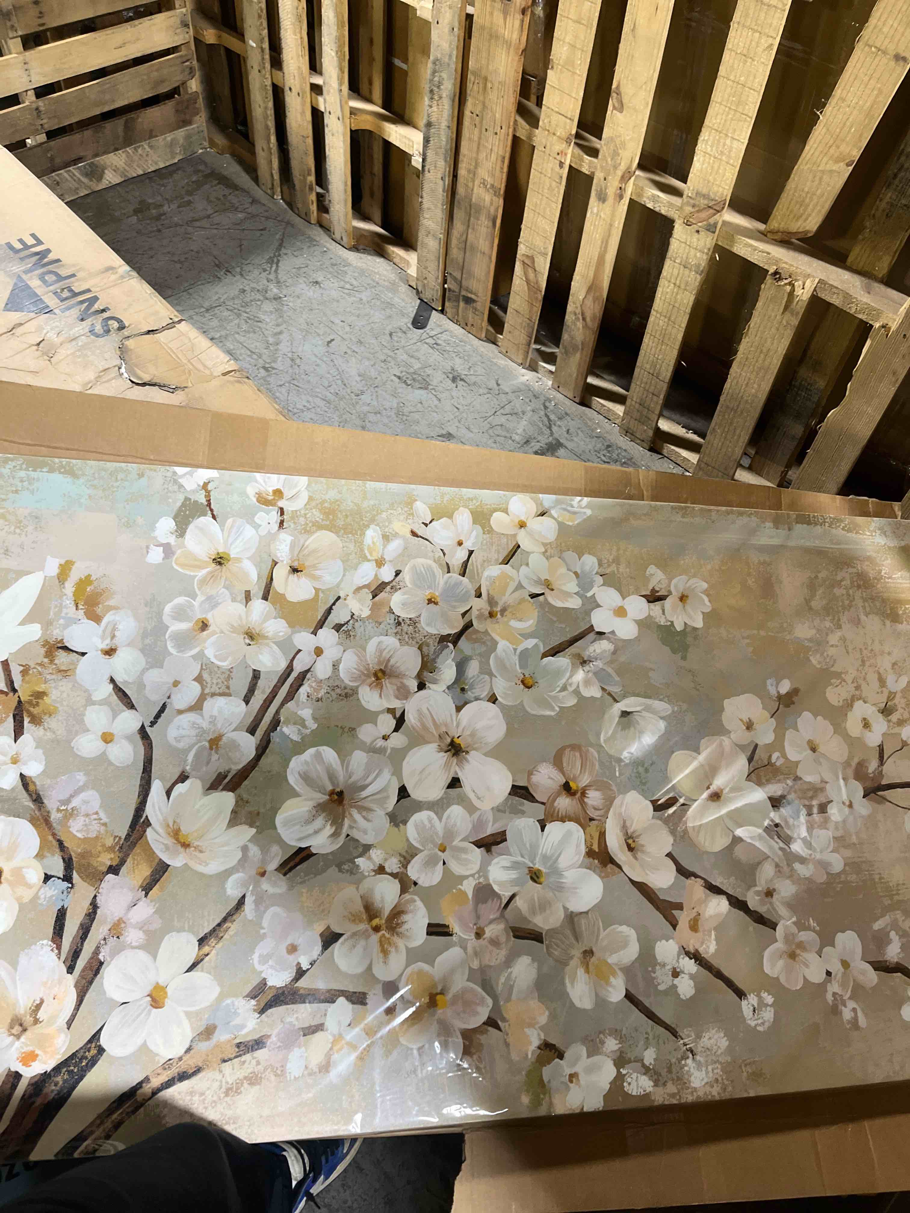 Condition photo showing New/Like New for arteWOODS Flowers Canvas Wall Art - Beige Flower Branches Pictures Wall Decor Rustic Brown Botanical Painting Artwork Elegant Floral Prints for Living Room Bedroom Home Decor Ready to Hang 58”x29”