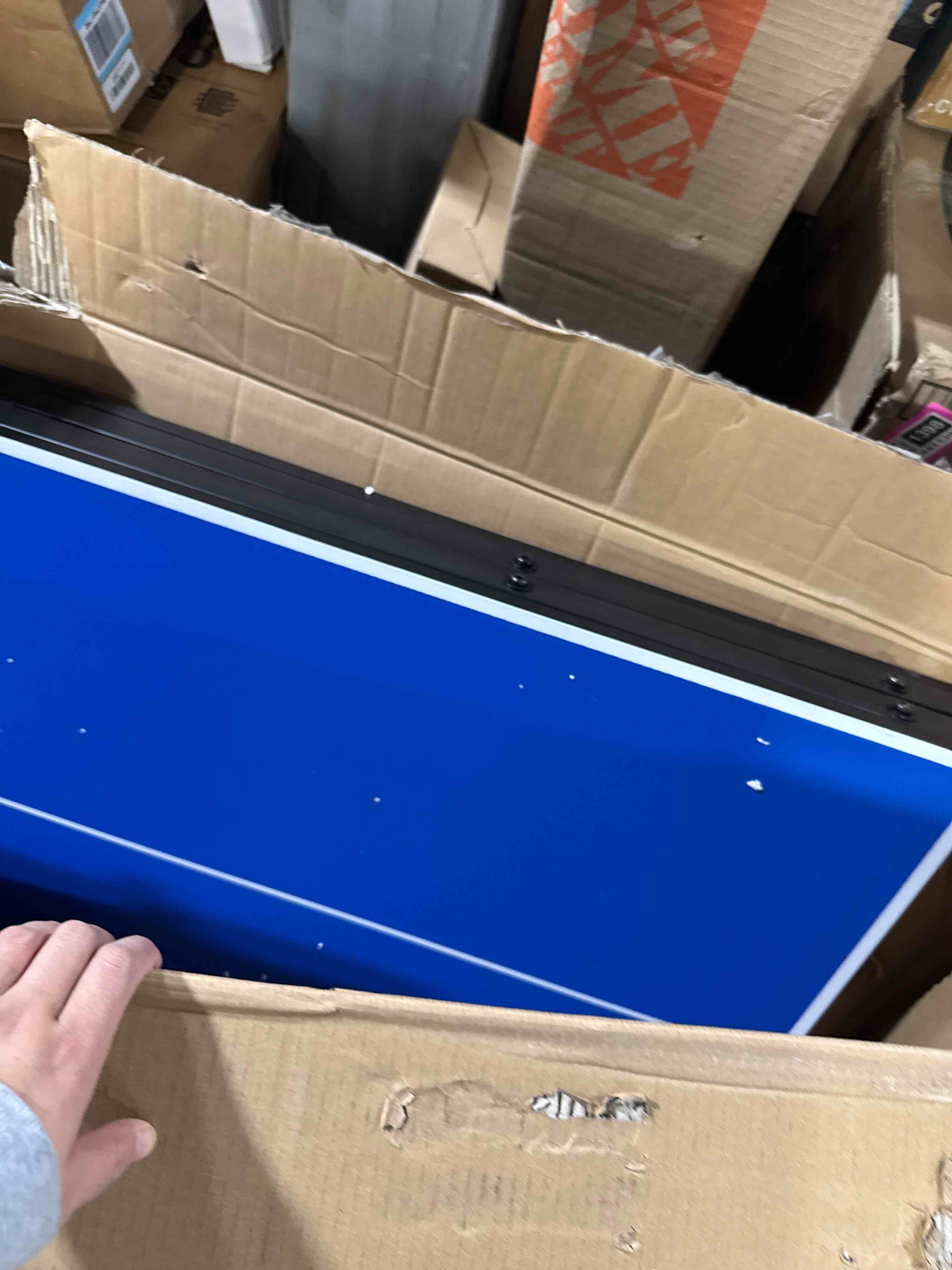 Condition photo showing Good Condition for EastPoint Sports Penn Space Saver Table Tennis Table – Fully Assembled 6 Foot x 3 Foot Indoor/Outdoor Portable Table with Net, 2 Ping Pong Paddles and 4 Balls 10 Minute Set Up ( Similar to one in stock TABLE ONLY)