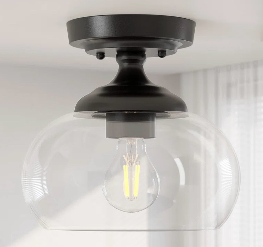Semi Flush Mount Ceiling Light With Glass Shade