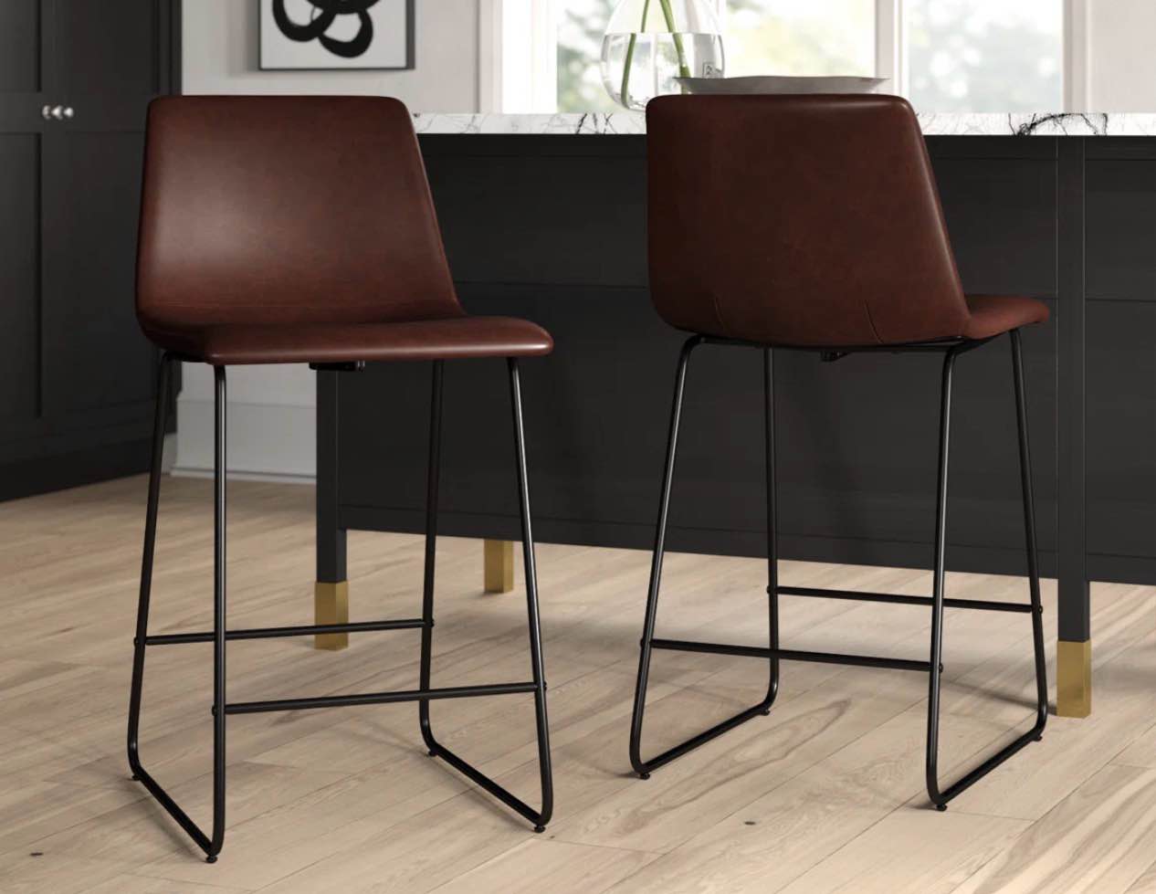 Liekele Upholstered Counter Height Modern Dining Stools ( Set of 2)