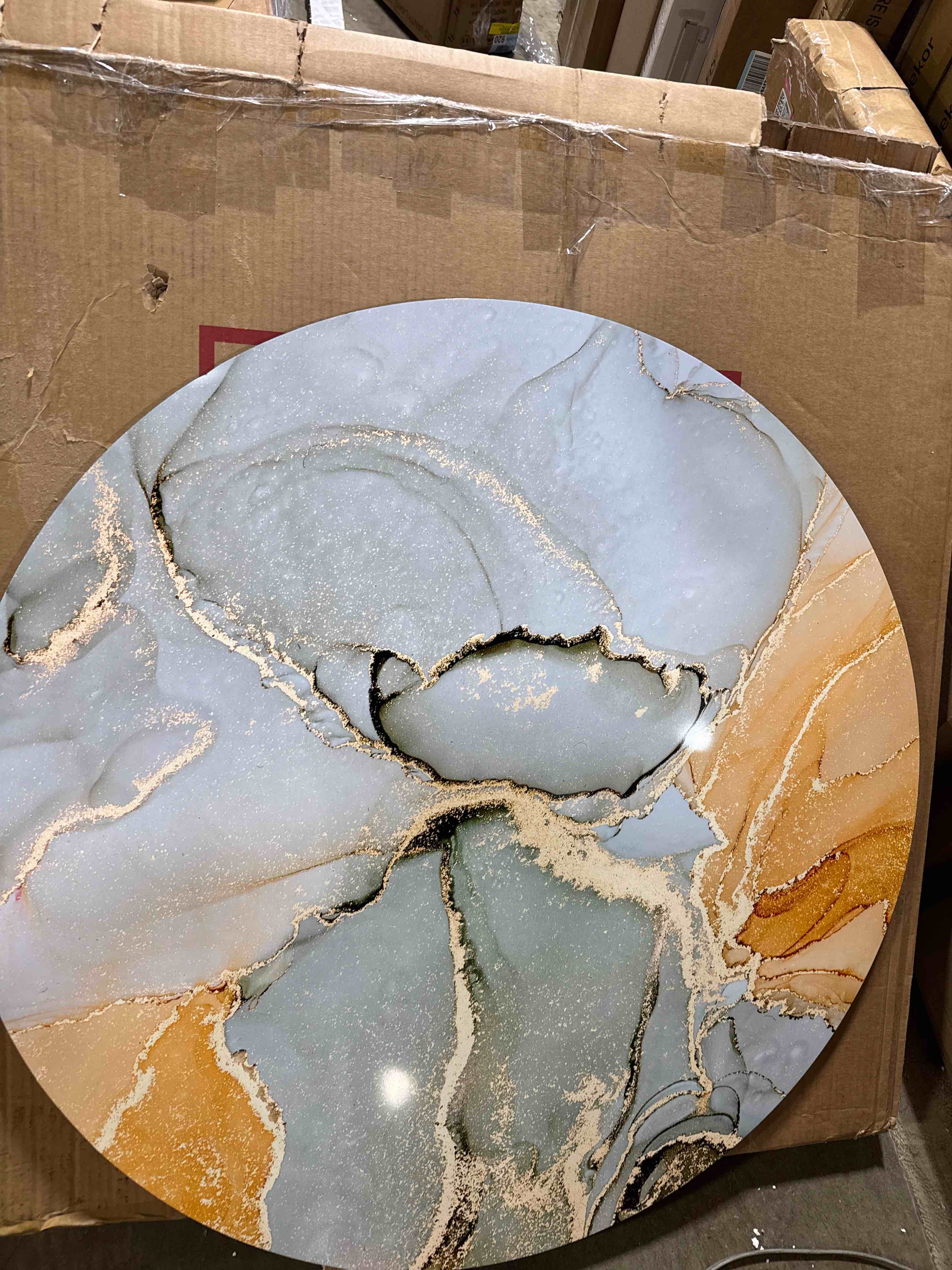 Condition photo showing New/Like New for Brown Luxury Abstract Fluid Art IV" ( 36" x 36")