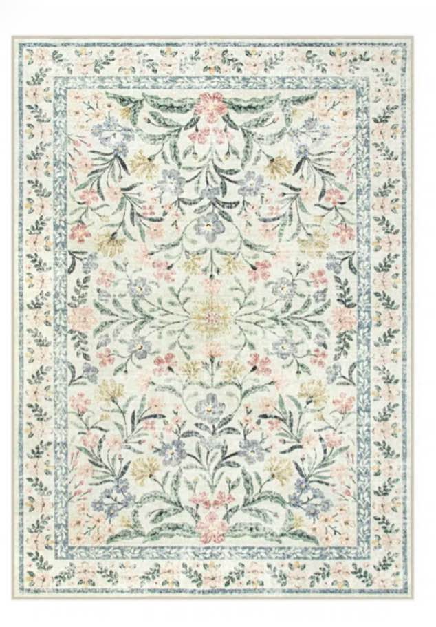 kaldi oriental botanical floral machine washable area rug 8' x 10'