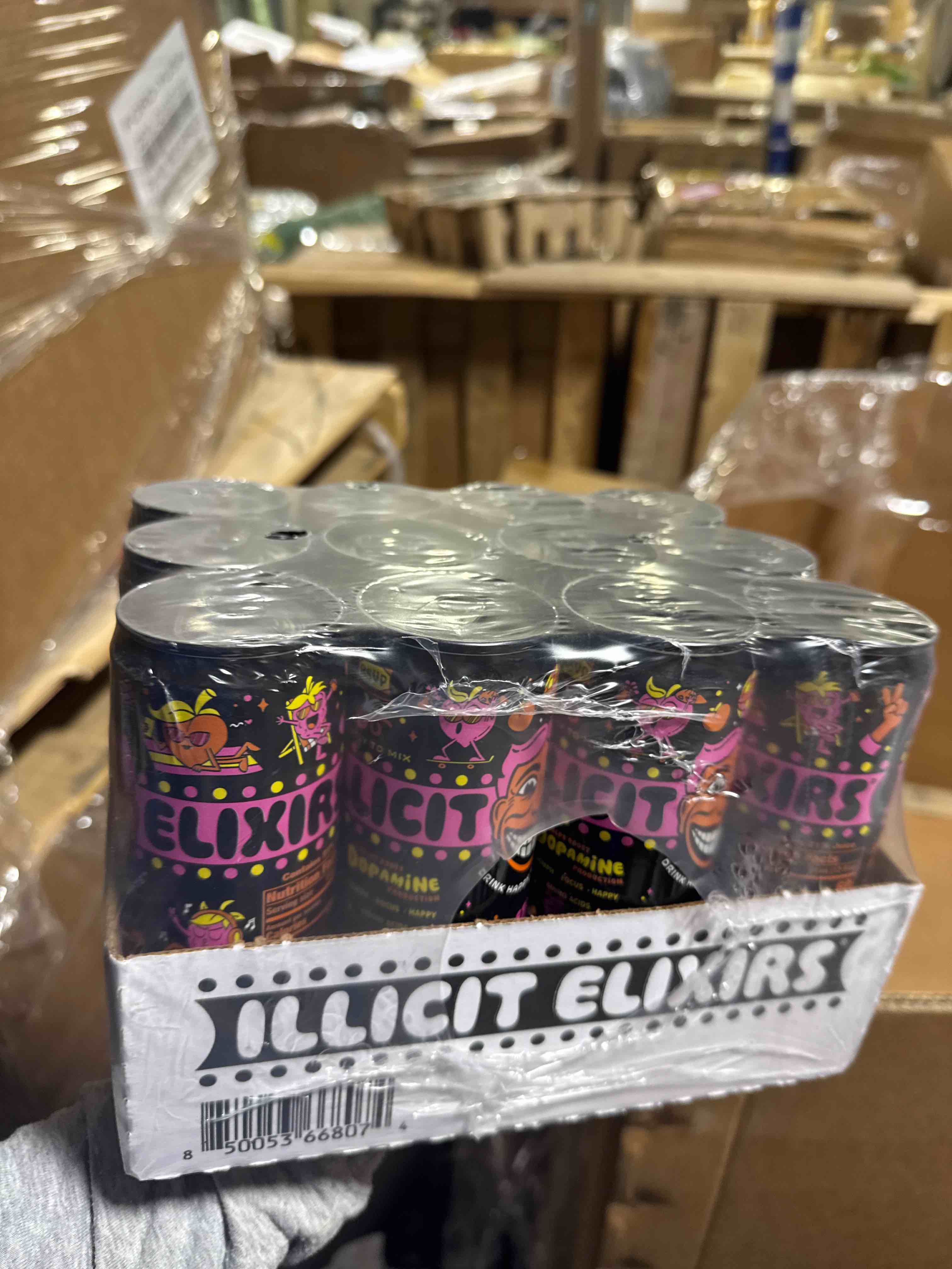 Condition photo showing New/Like New for Illicit Elixirs Let s Party Peaches - Sparkling Juice Drink - Supports Dopamine Production - 12 Pack - 12 Oz Cans
