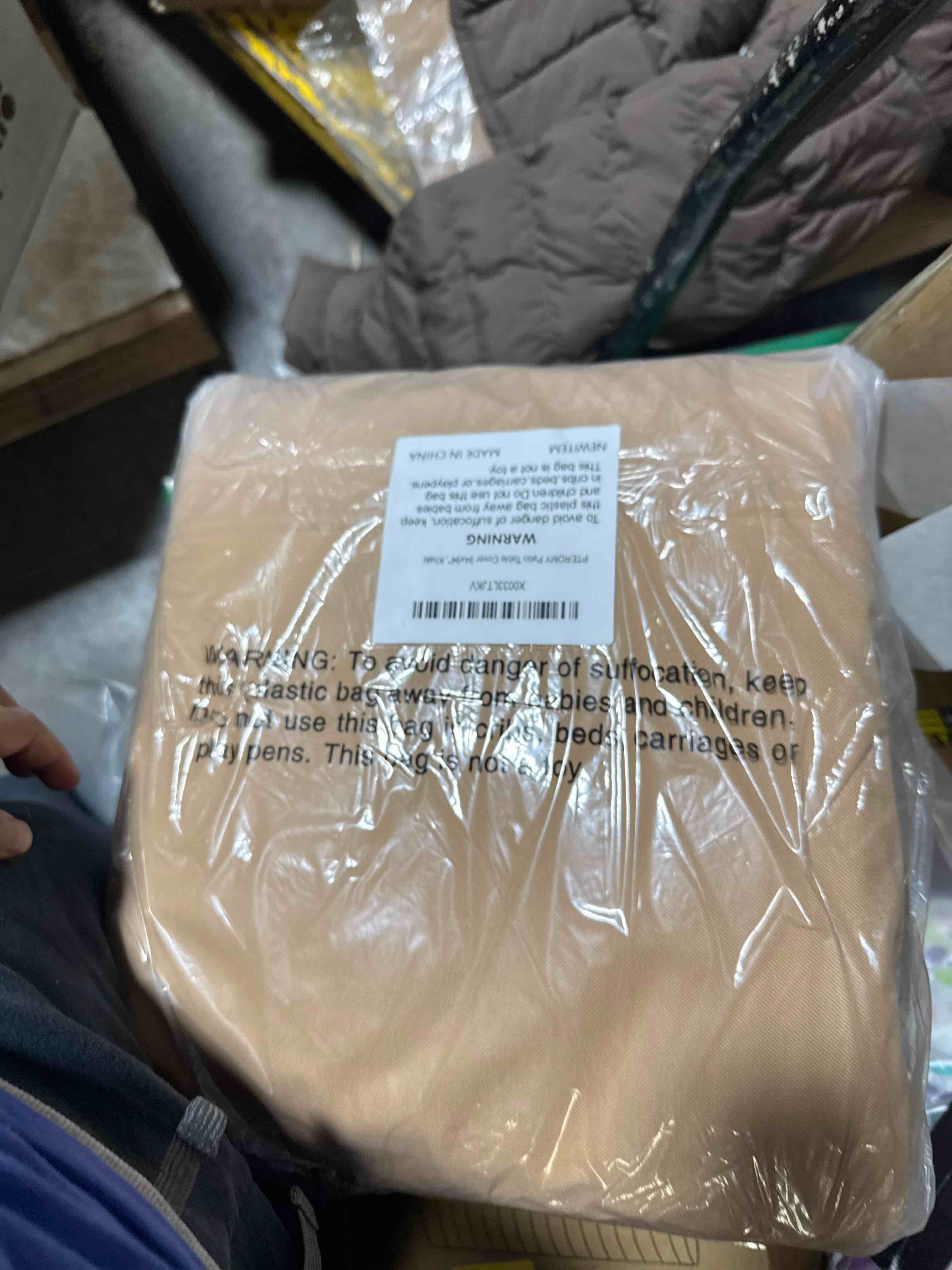 Condition photo showing New/Like New for PTEROMY patio Table Cover 94" x 94" Khaki ( One in stock is KHAKI COLOR)