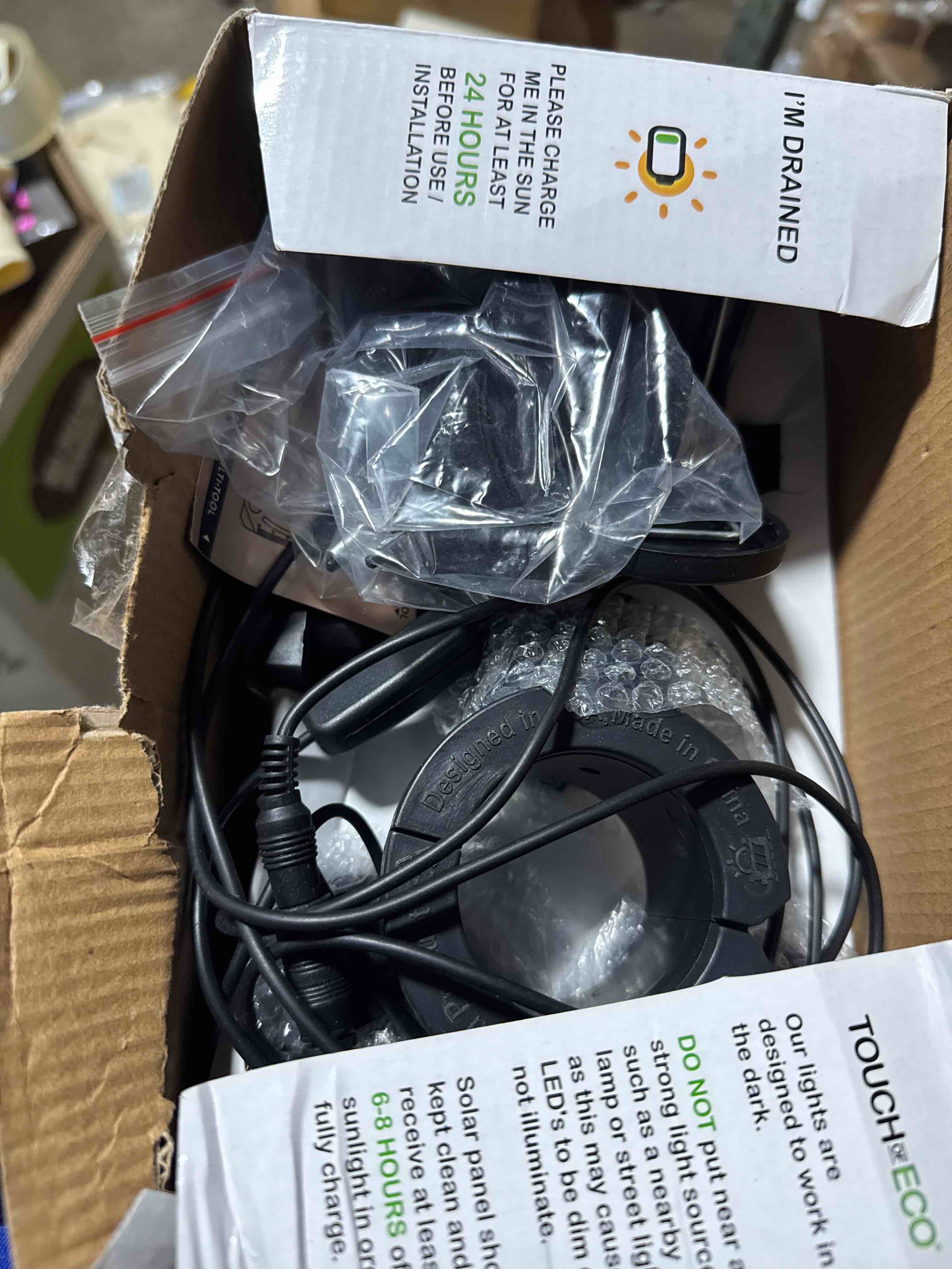 Condition photo showing Good Condition for Solar Umbrella LED Spotlight  3 Adjustable Lights  Universally Fits Any Patio Umbrella