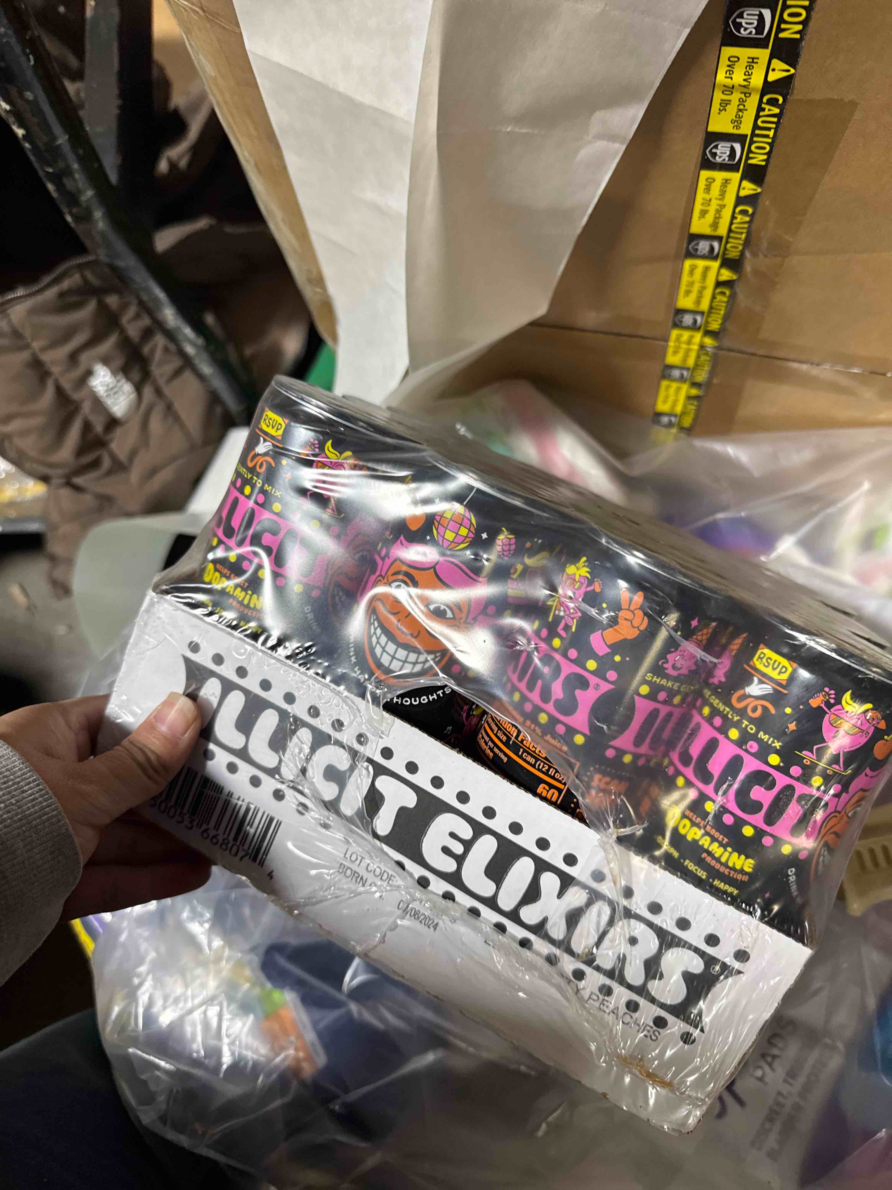 Condition photo showing New/Like New for Illicit Elixirs Let s Party Peaches - Sparkling Juice Drink - Supports Dopamine Production - 12 Pack - 12 Oz Cans