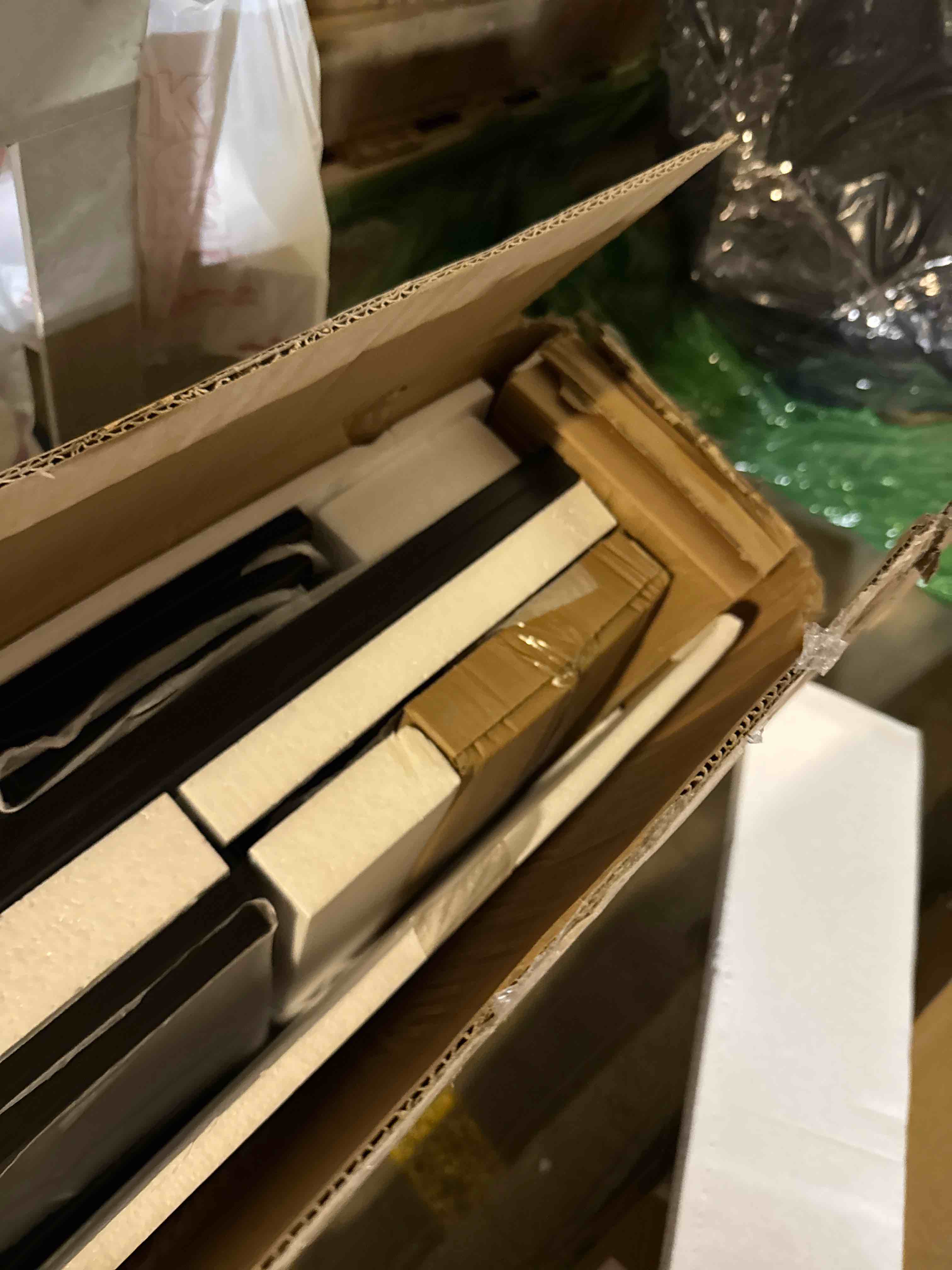 Condition photo showing New/Like New for iPormis Wooden Armoire Wardrobe Closet with 2 Drawers, Clothing Storage Cabinet with Shelves Aluminum Hanging Rod, Wardrobe Storage with Strong Door Closure, Modern Bedroom Clothing Armoires, Black