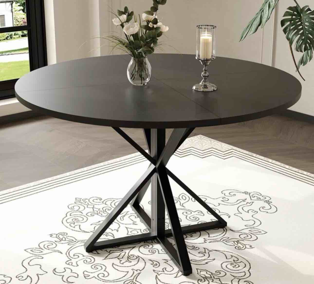47 in Round Farmhouse Dining Table For 4 People Circle Dining Table Heavy Duty 