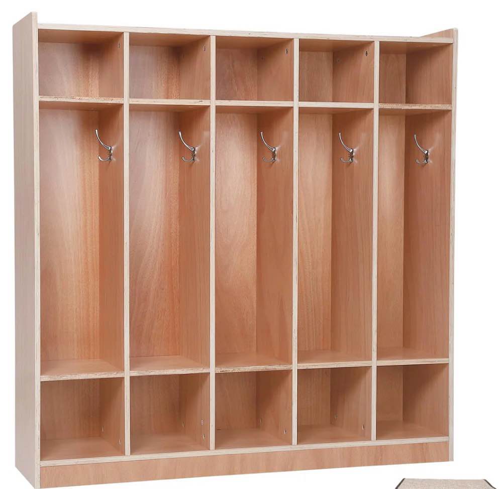 Garvee 5-Section Classroom Coat Locker, 10 Cubbies for Classrooms, Daycare Cubby with 4 Casters and 5 Hooks , for Home, School, Kindergarten