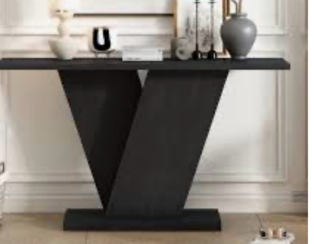 Console Table with Natural Wood Veneer,V Base Design for Classic Versatility,Perfect for Displaying Your Favorite Items, Easy Assembly