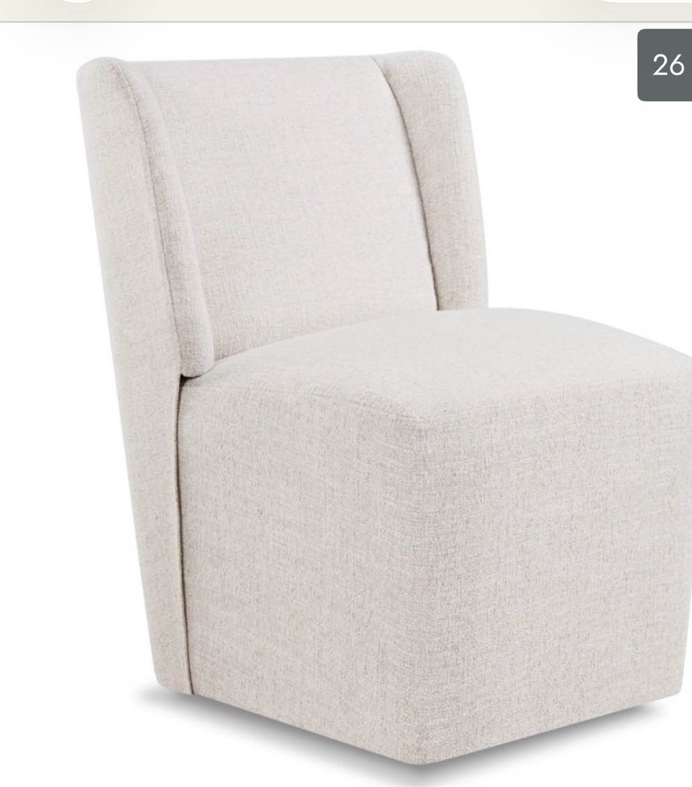  Upholstered Fabric Dining Chair with Casters