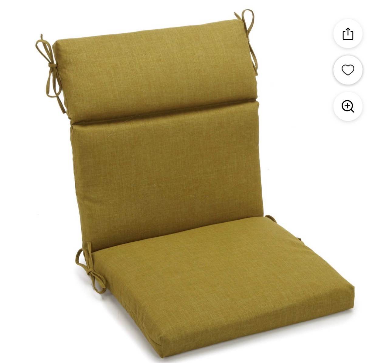 20-inch by 42-inch Spun Polyester Solid Outdoor Squared Seat/ Back Chair Cushion, Avocado ( Set of 2)