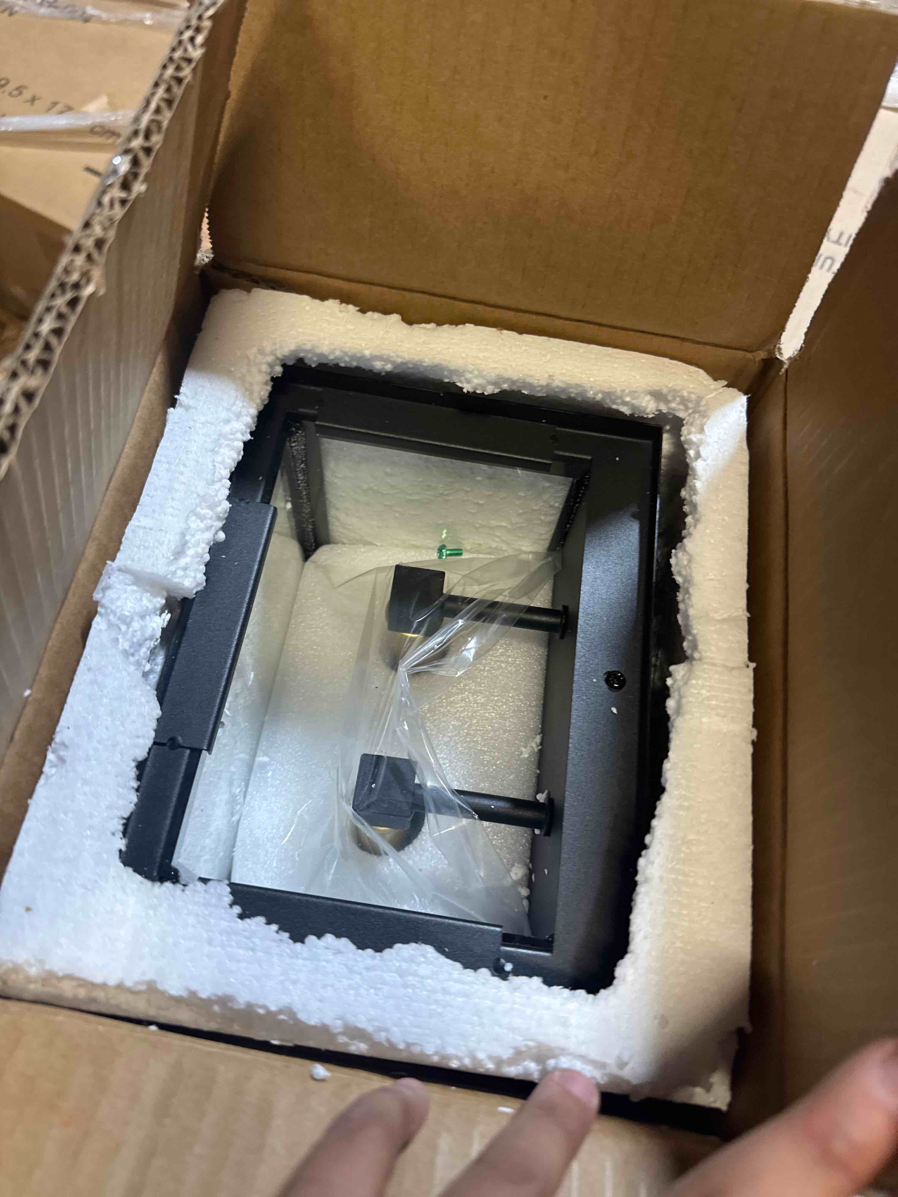 Condition photo showing Good Condition for lawyettle bronze smart dusk to dawn outdoor wall light, 20.6" large outside wall sconce light 2-light, modern exterior wall lantern with glass, waterproof outdoor porch light for house, porch #mx7008
