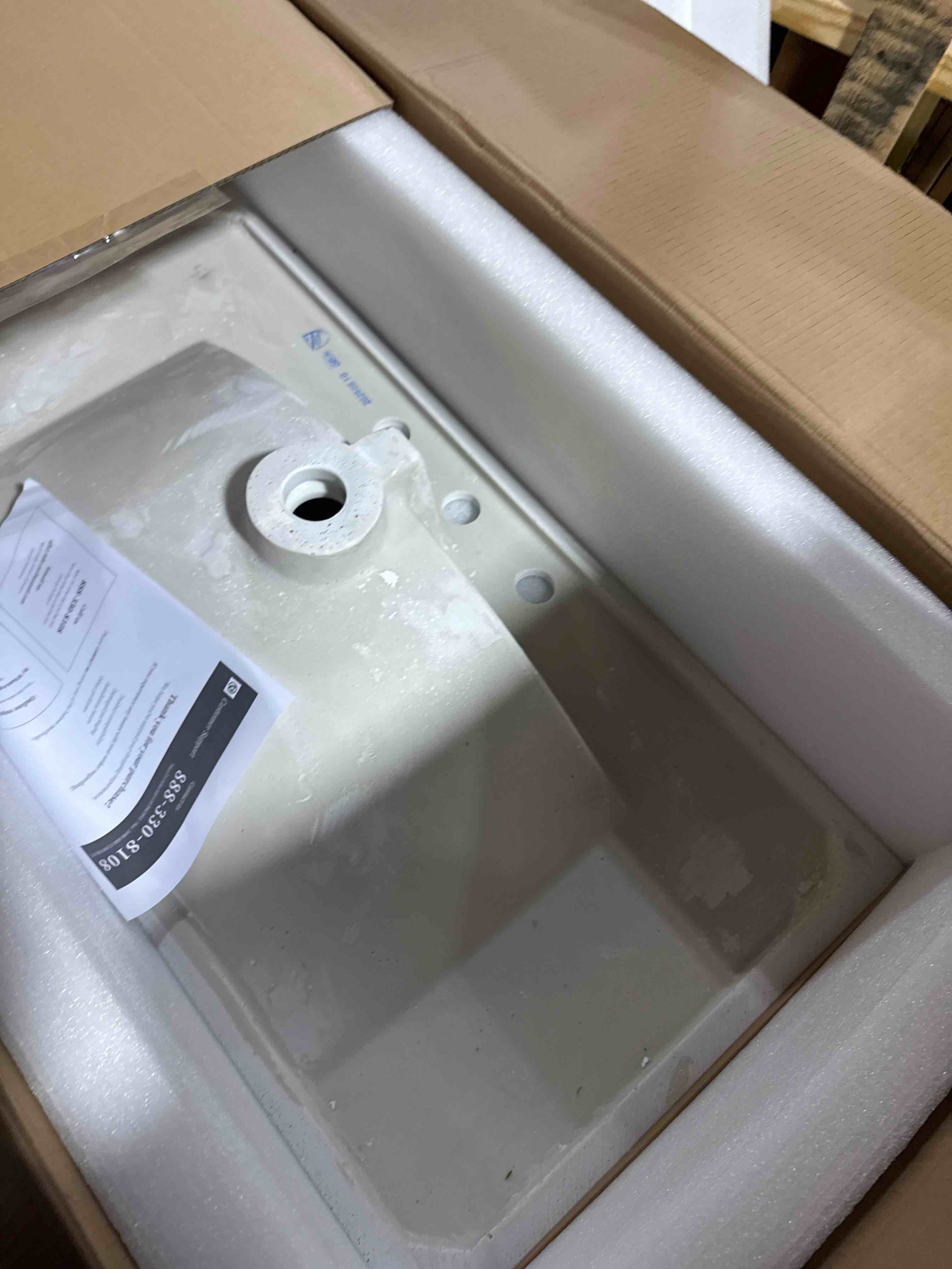 Condition photo showing New/Like New for 36" single bathroom sink white 
