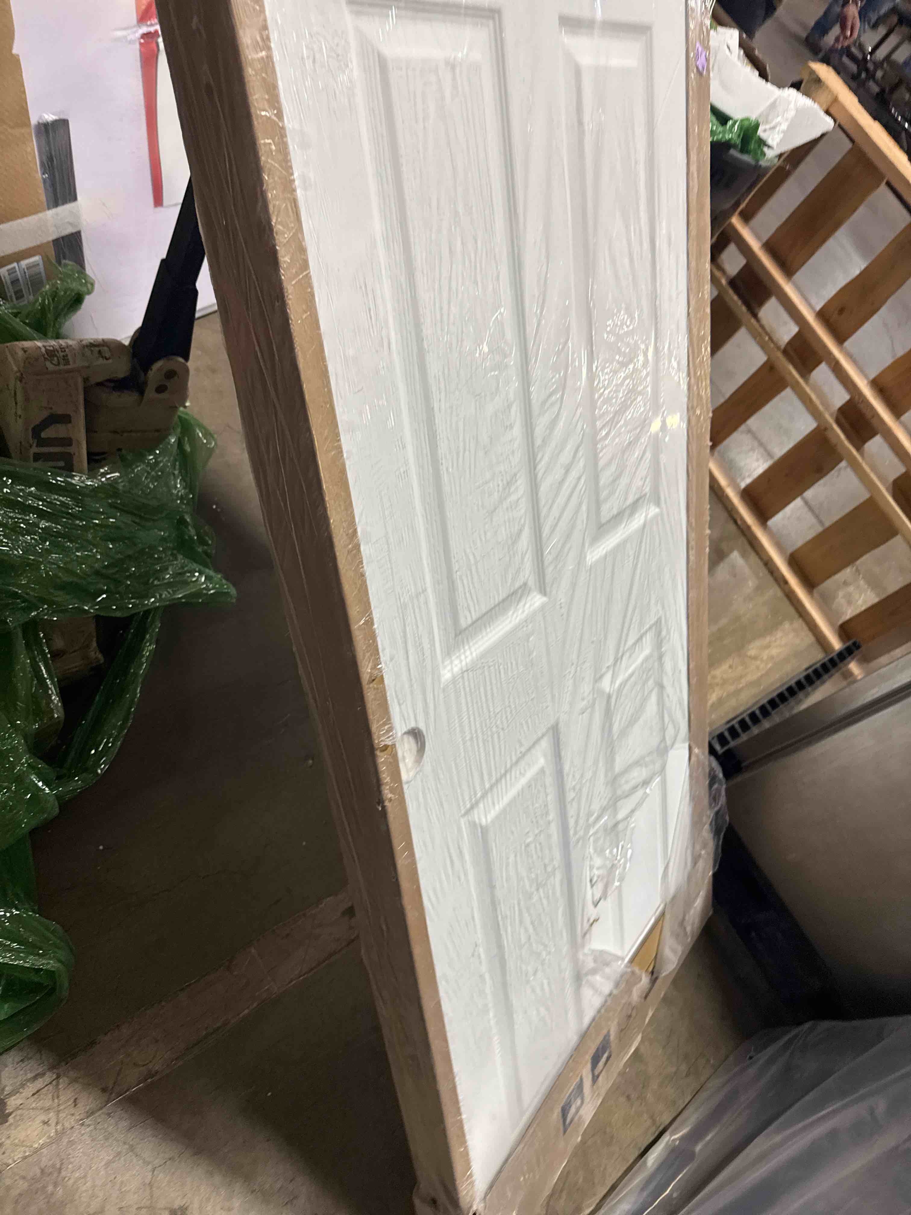 Condition photo showing New/Like New for barnsmith 60x80 in 6-panel bypass sliding closet door, white primed door slab with bypass closet track hardware kits, paintable and lightweight