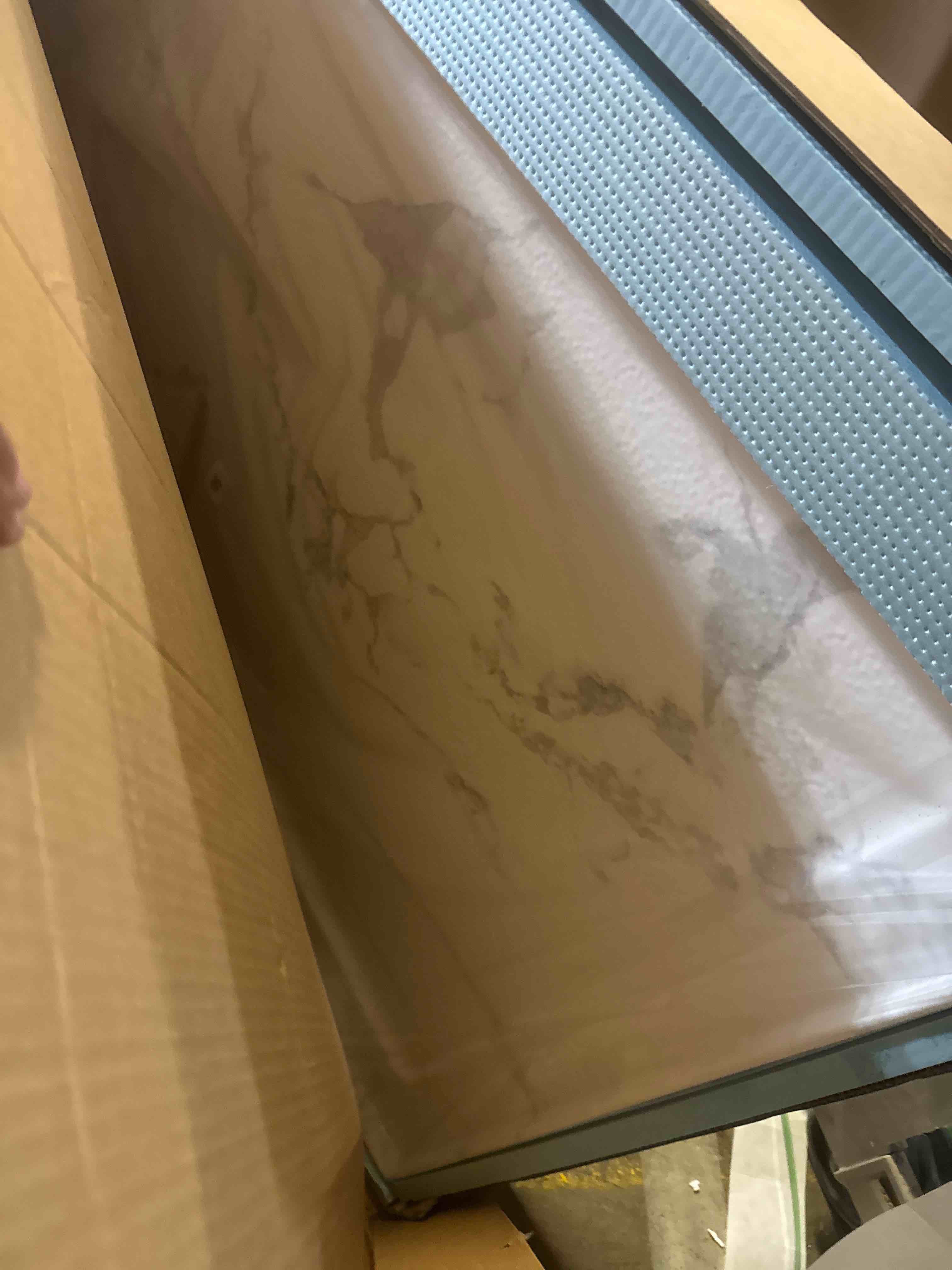 Condition photo showing New/Like New for morvano 60 x 32 shower base with single threshold rectangular right drain location shower base,shower pan with stainess steel cover,marble white acrylic shower base