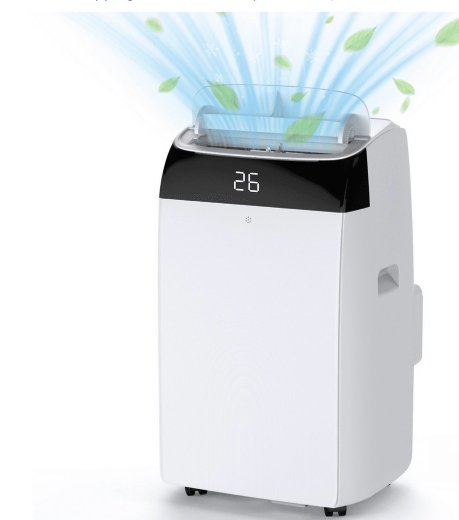 12,000 BTU 3-in-1 Portable Air Conditioner, Quiet Freestanding AC with Fan Dehumidifier & 24H Timer, Cools 550 Sq.Ft for RV Garage Home - White top