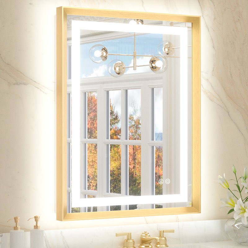 Super Bright Bathroom Vanity Mirror, LED Lighted Mirror with Frontlit & Backlit, 3 Color Temperature, 50000h Lifespan, Tempered Glass, Beveled Aluminum Alloy Frame